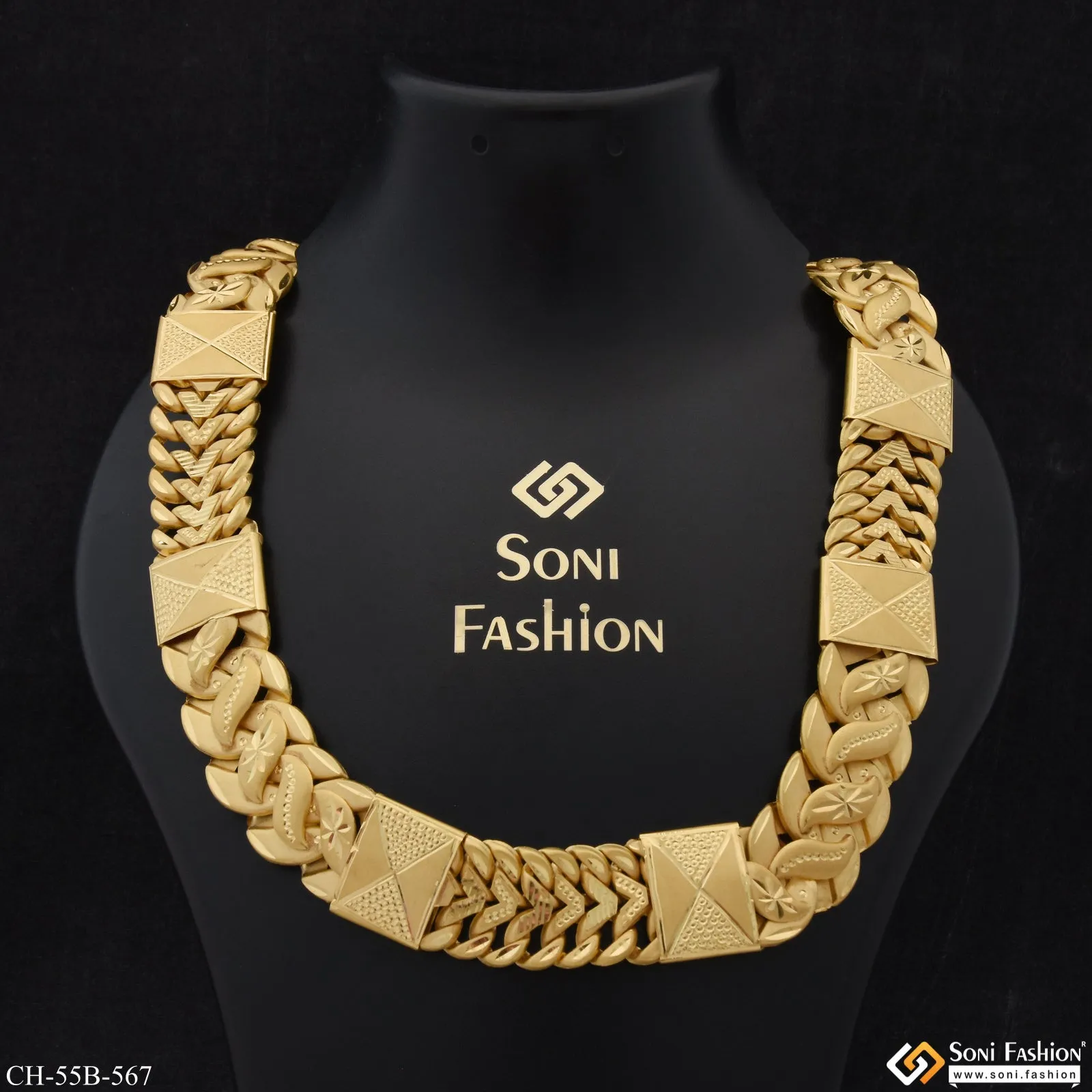 1 Gram Gold Forming 2 In 1 Rajwadi Artisanal Design Gold Plated Chain - Style B567