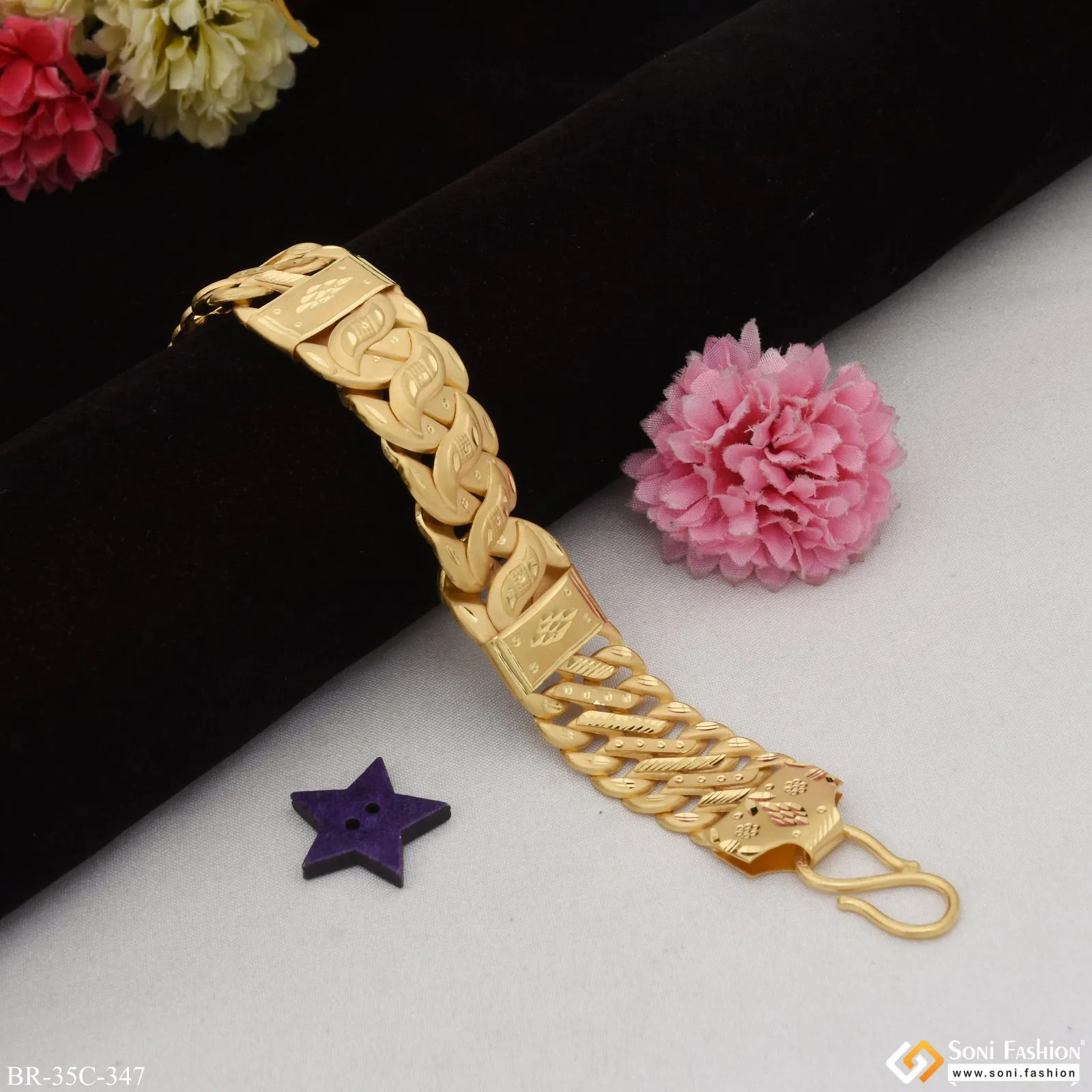 1 Gram Gold Forming Pokal Best Quality Attractive Design Bracelet For Men - Style C347