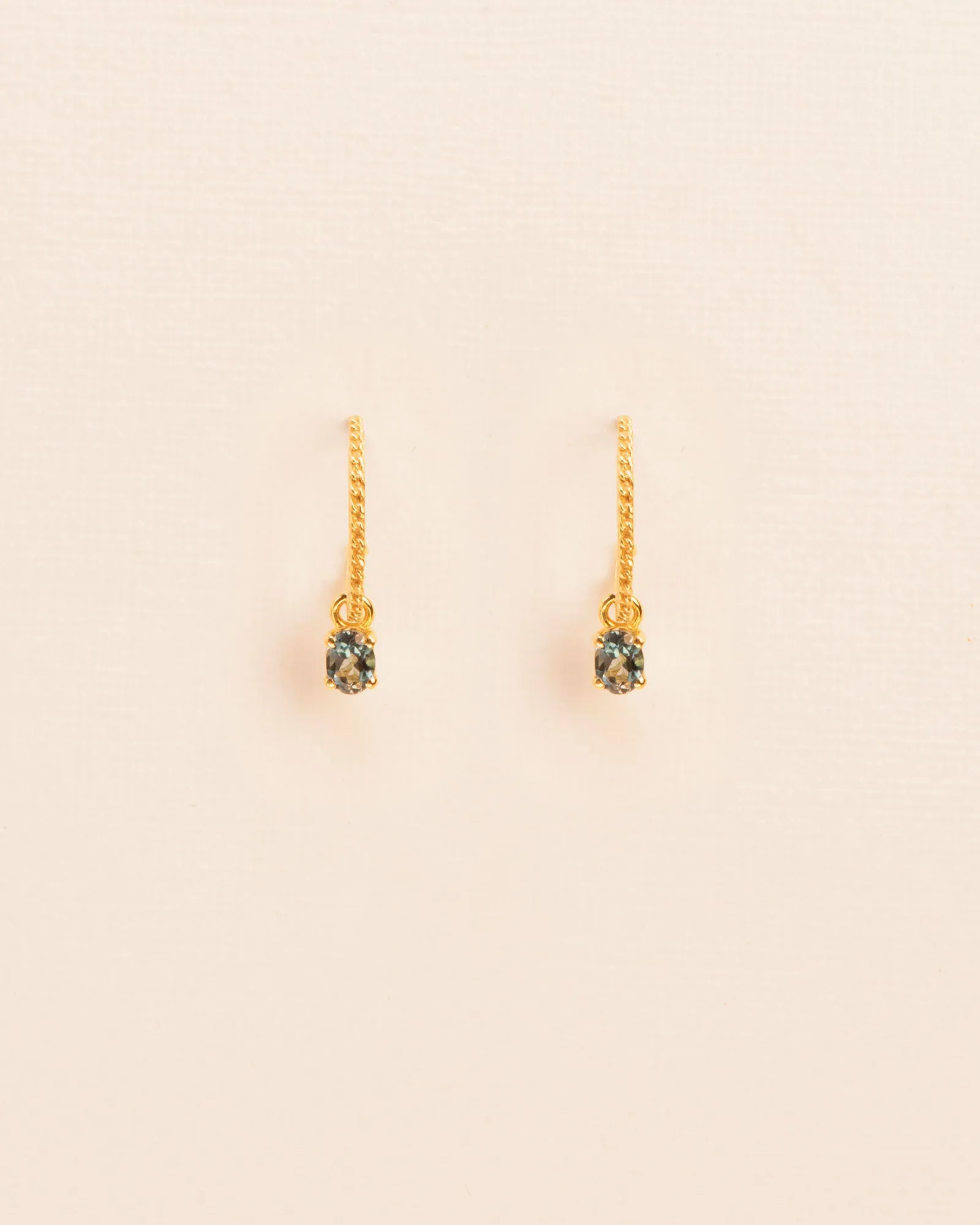 18K Gold Hoops w. London Blue Topaz