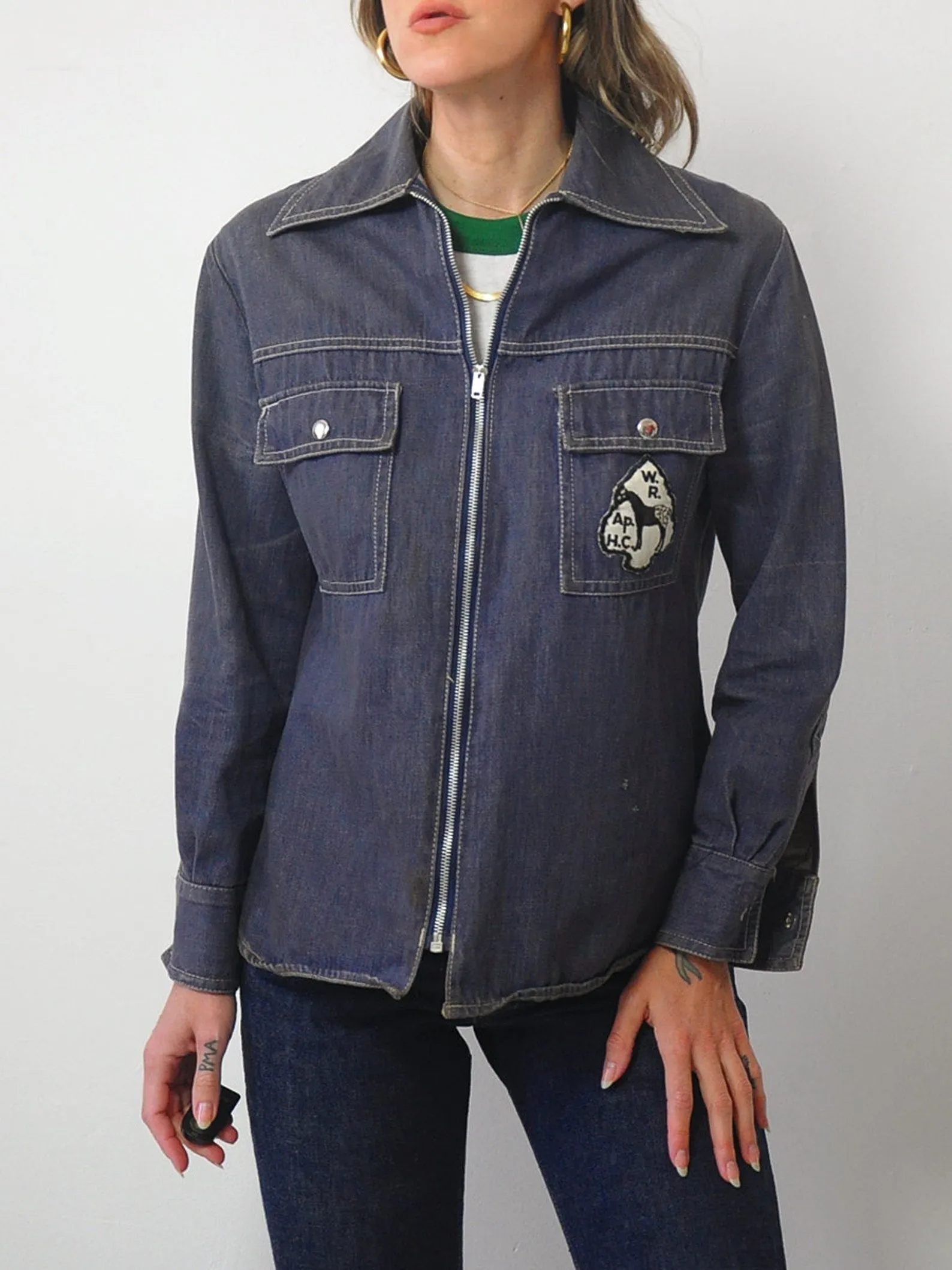 1970's Patched Indigo Jean Jacket