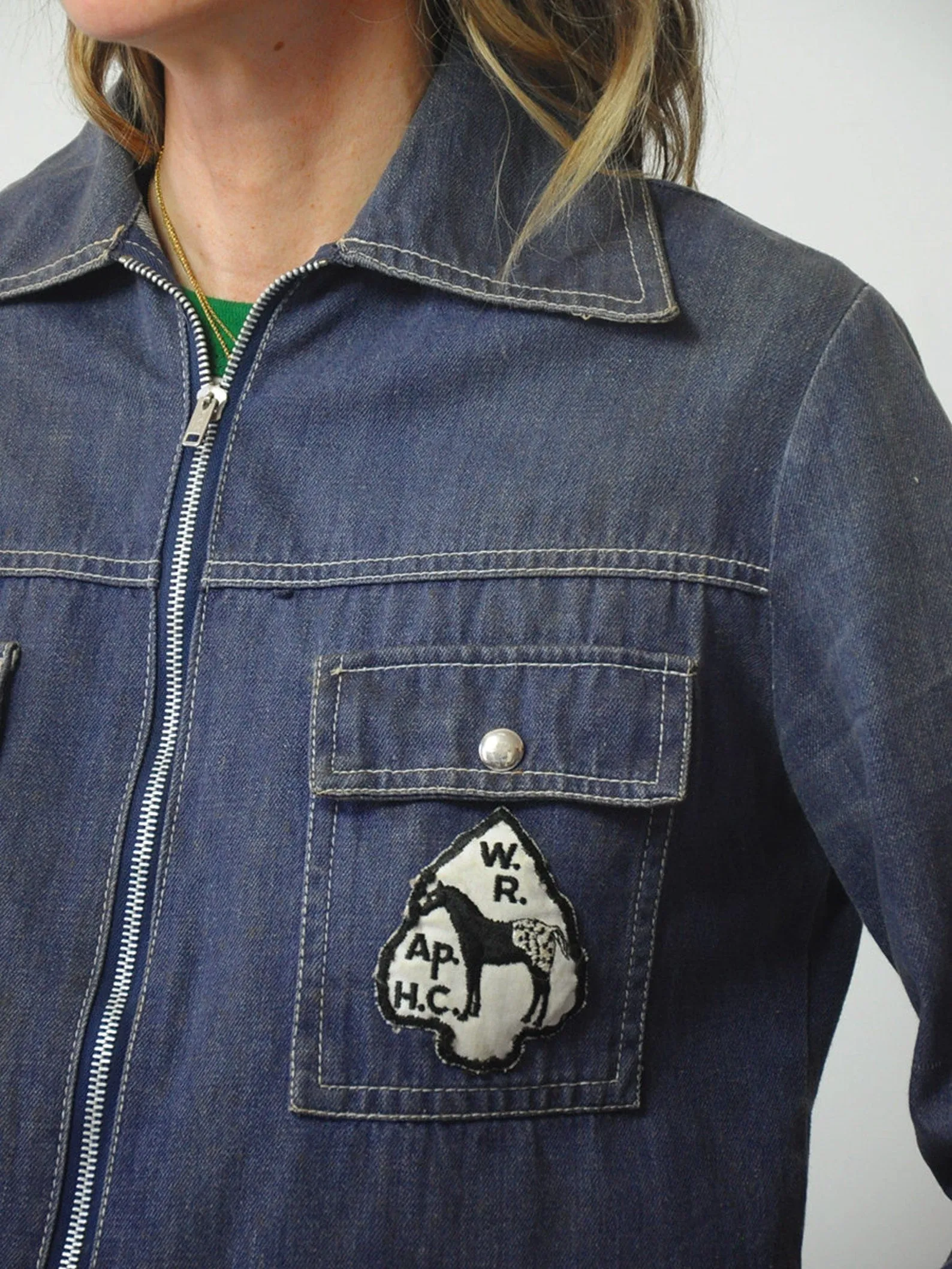 1970's Patched Indigo Jean Jacket