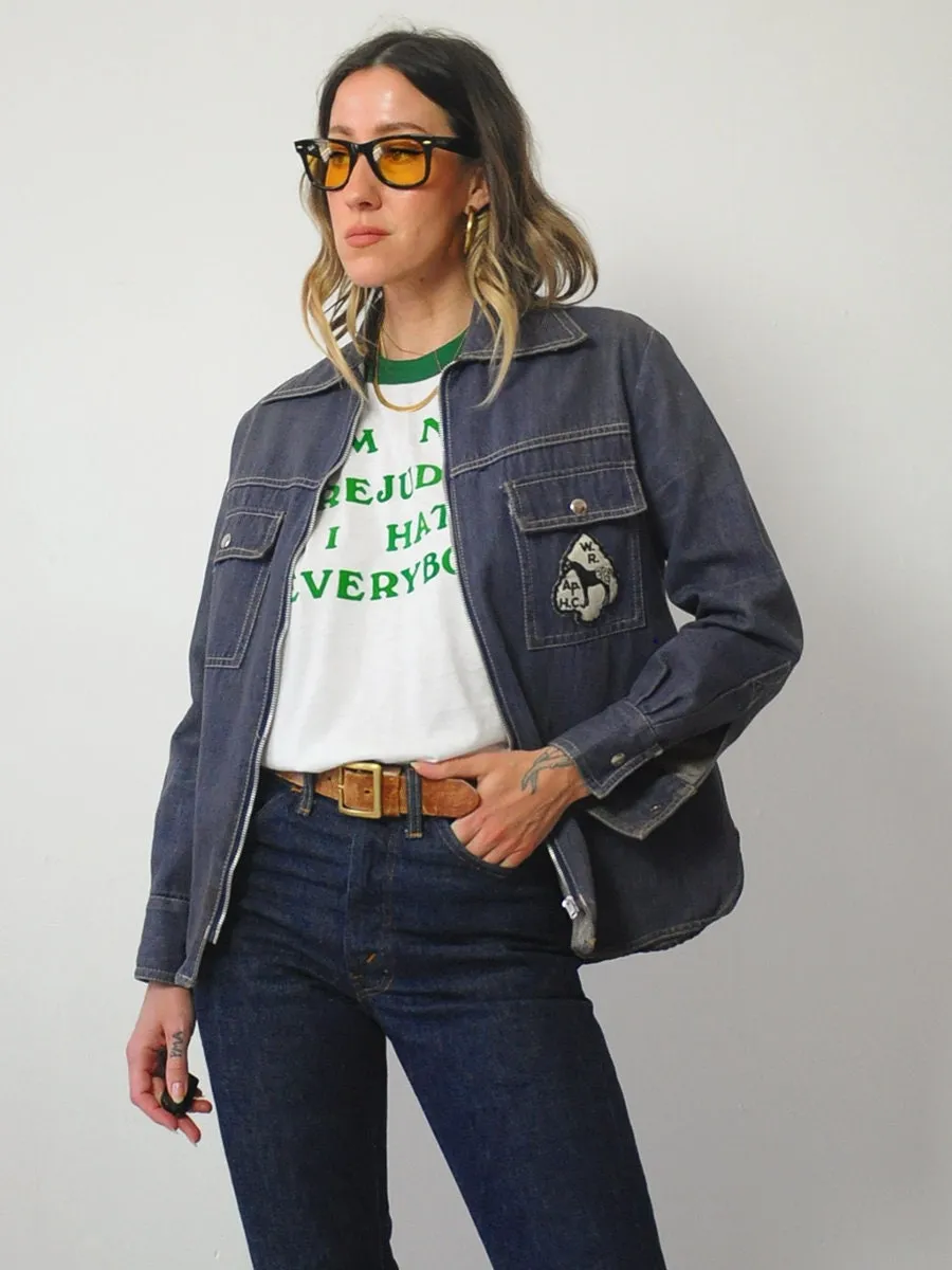 1970's Patched Indigo Jean Jacket