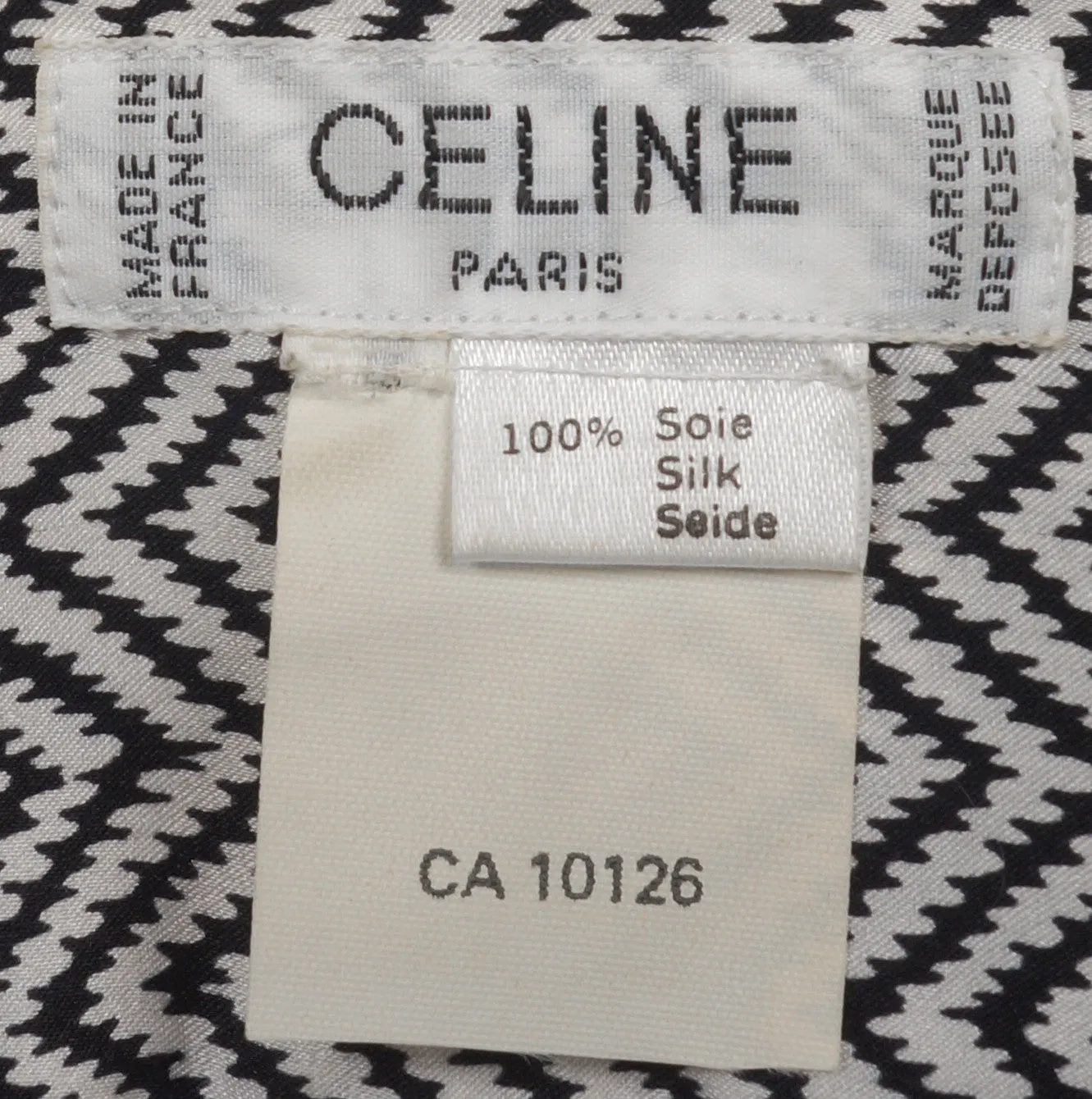 1980s Vintage Blouse by Celine Paris - Silk Zig Zag Pattern