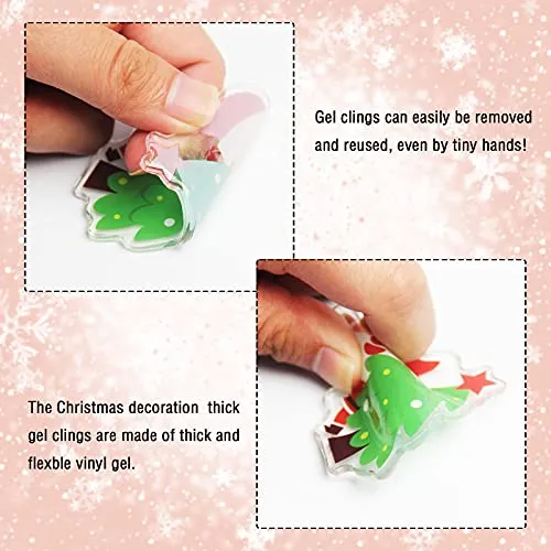 20 PCS Christmas Thick Gel Clings Winter Christmas Window Gel Clings Decals Stickers for Kids Toddlers and Adults Home Airplane Classroom Nursery Christmas Holiday Party Supplies Decorations