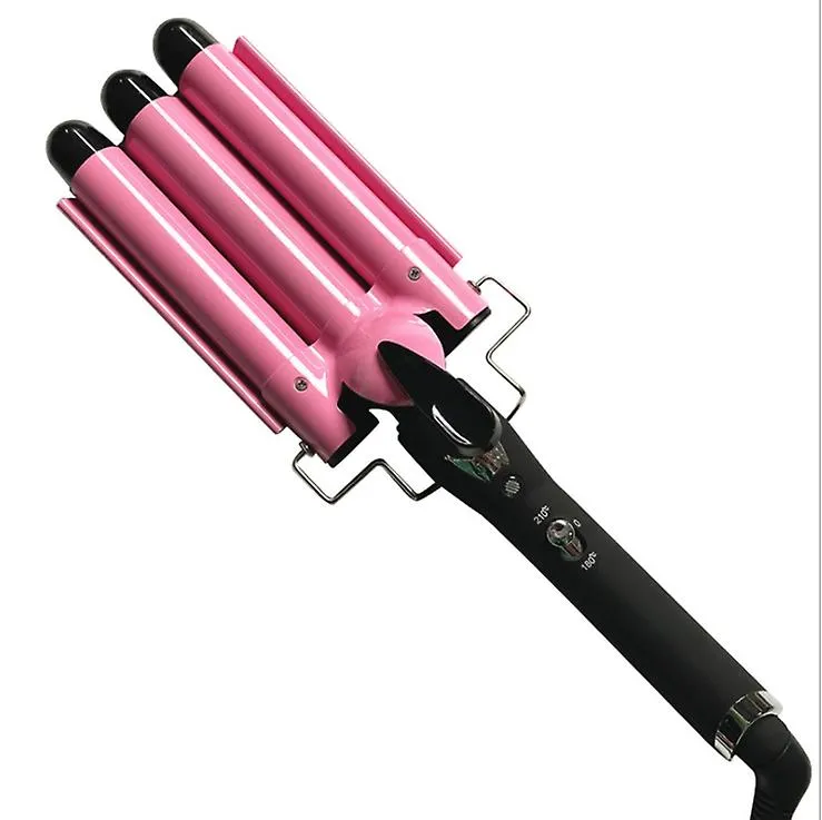 22mm pink Three-tube curling iron water ripple Hair Curler large Curling Iron Large Wave Ceramic Wide Hair Crimpers AZ145