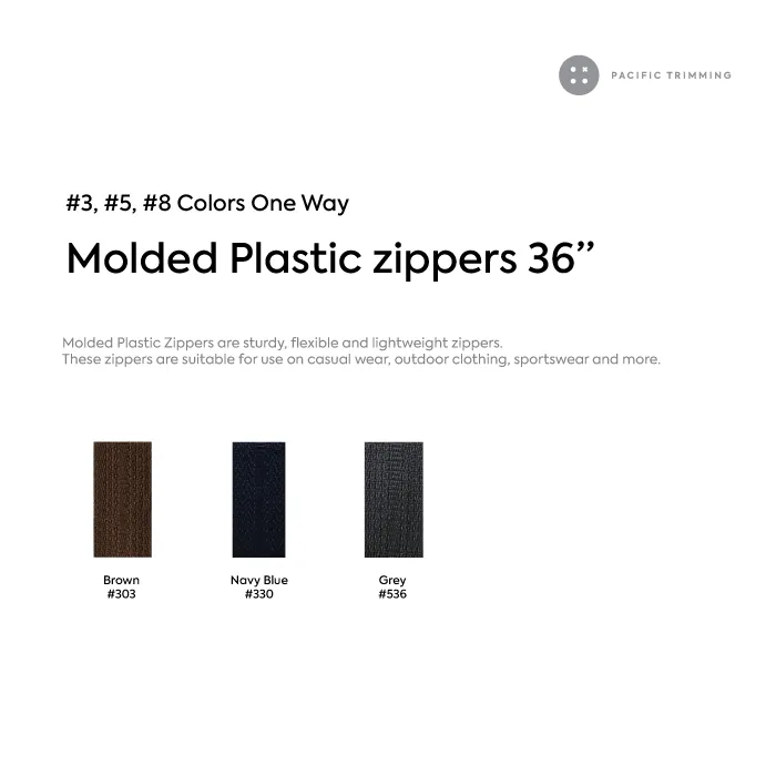 #3, #5, #8 Colors One Way Molded Plastic Zipper