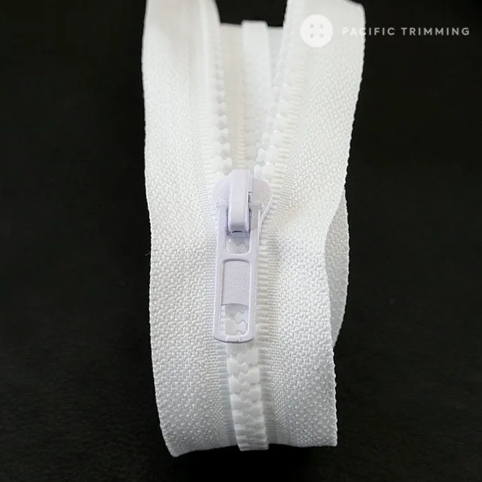 #3, #5, #8 White One & Two Way Molded Plastic Zipper