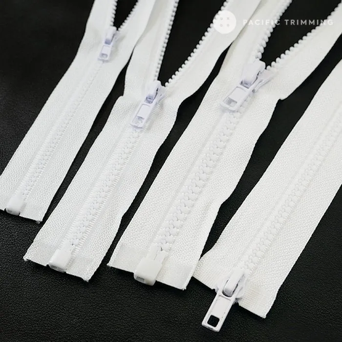 #3, #5, #8 White One & Two Way Molded Plastic Zipper