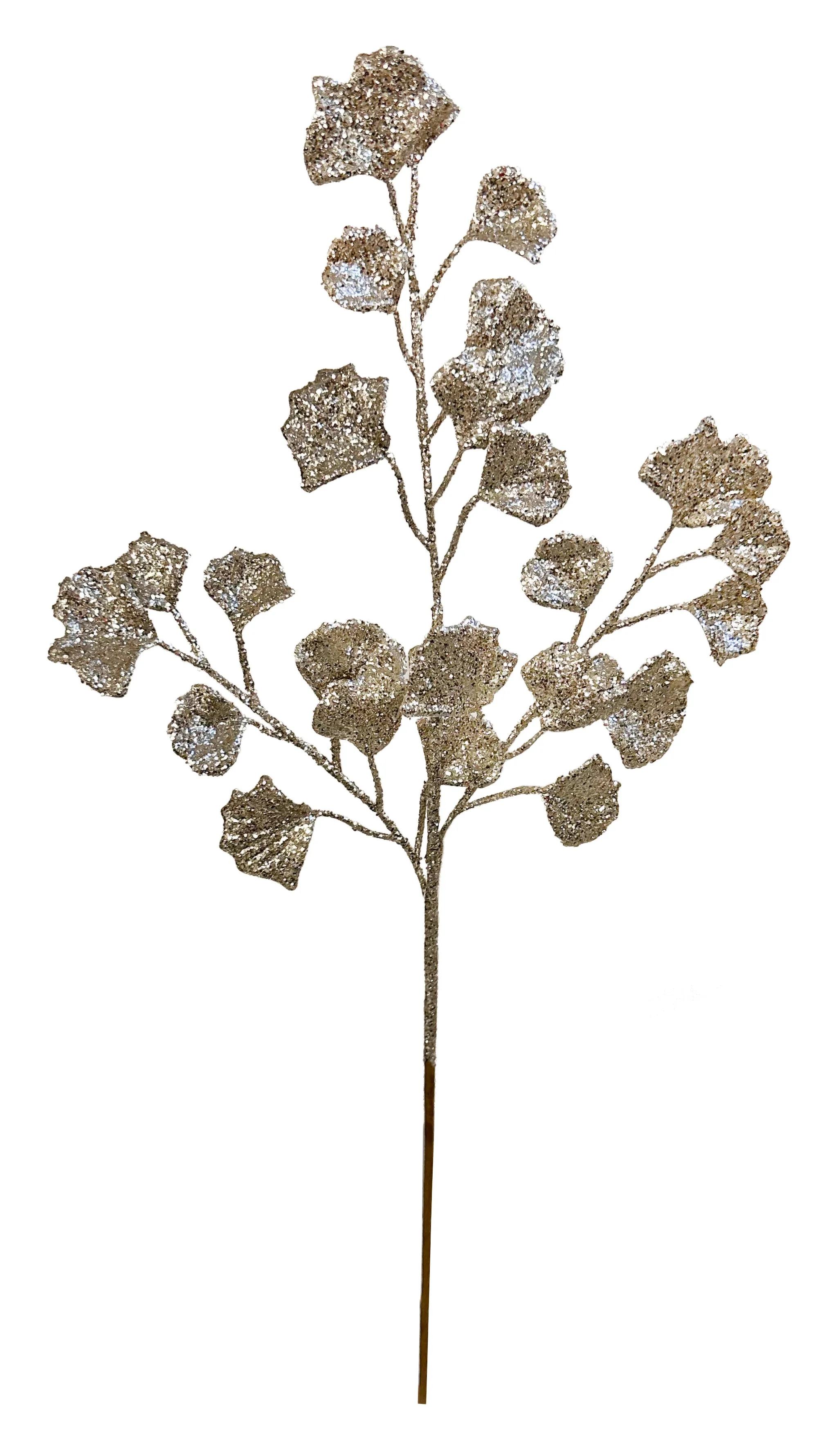 63199 Glitter Ginkgo Branch Silver