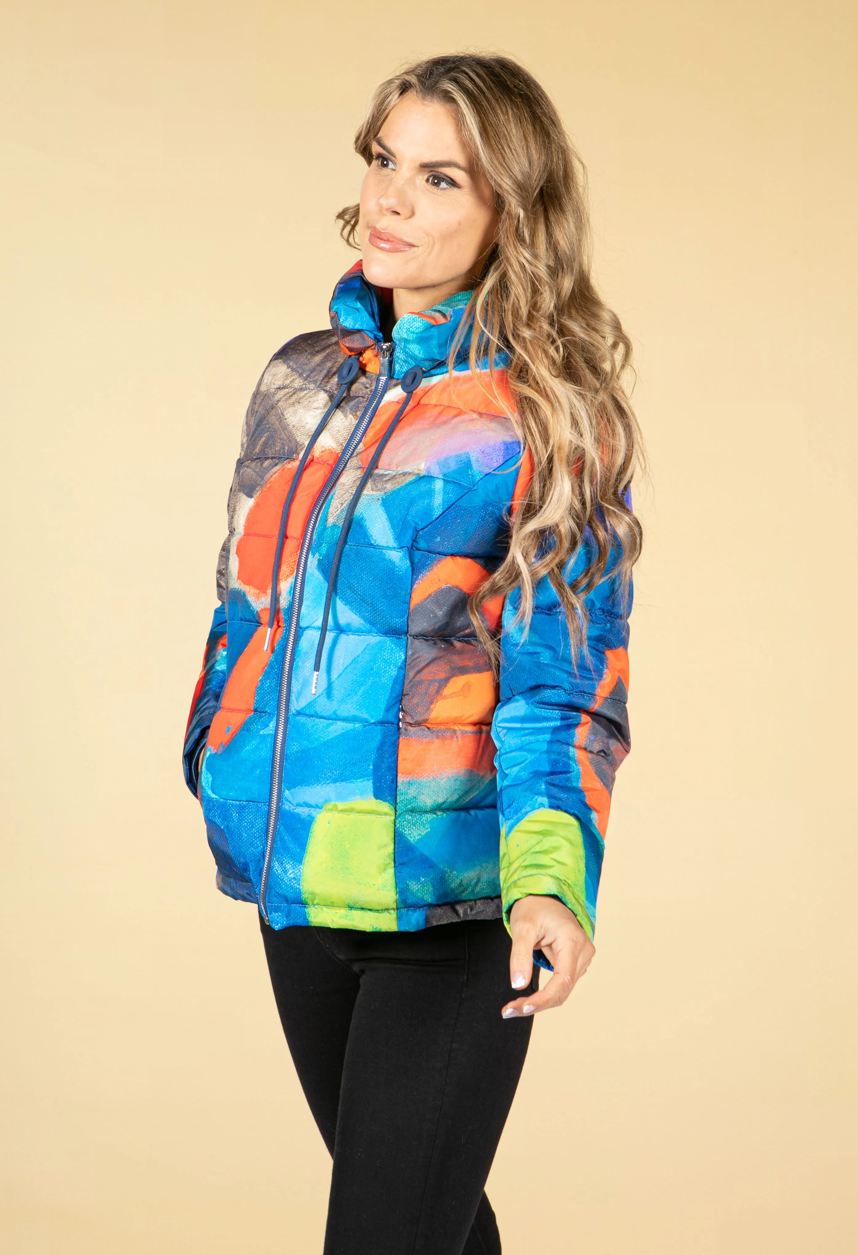 Abstract Printed Padded Jacket