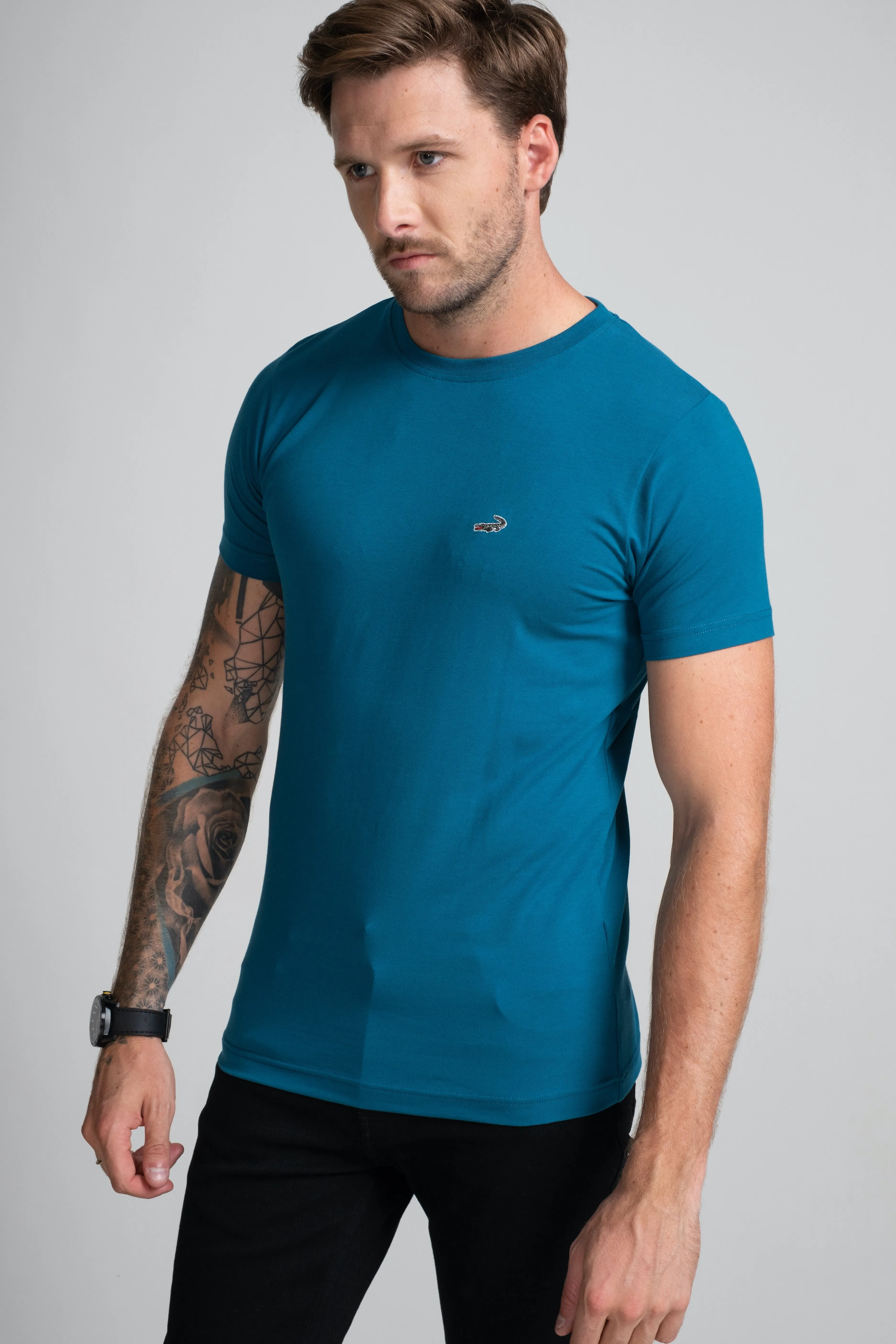 Action Fit Short sleeves-CasualCrew Neck - Blue Faience