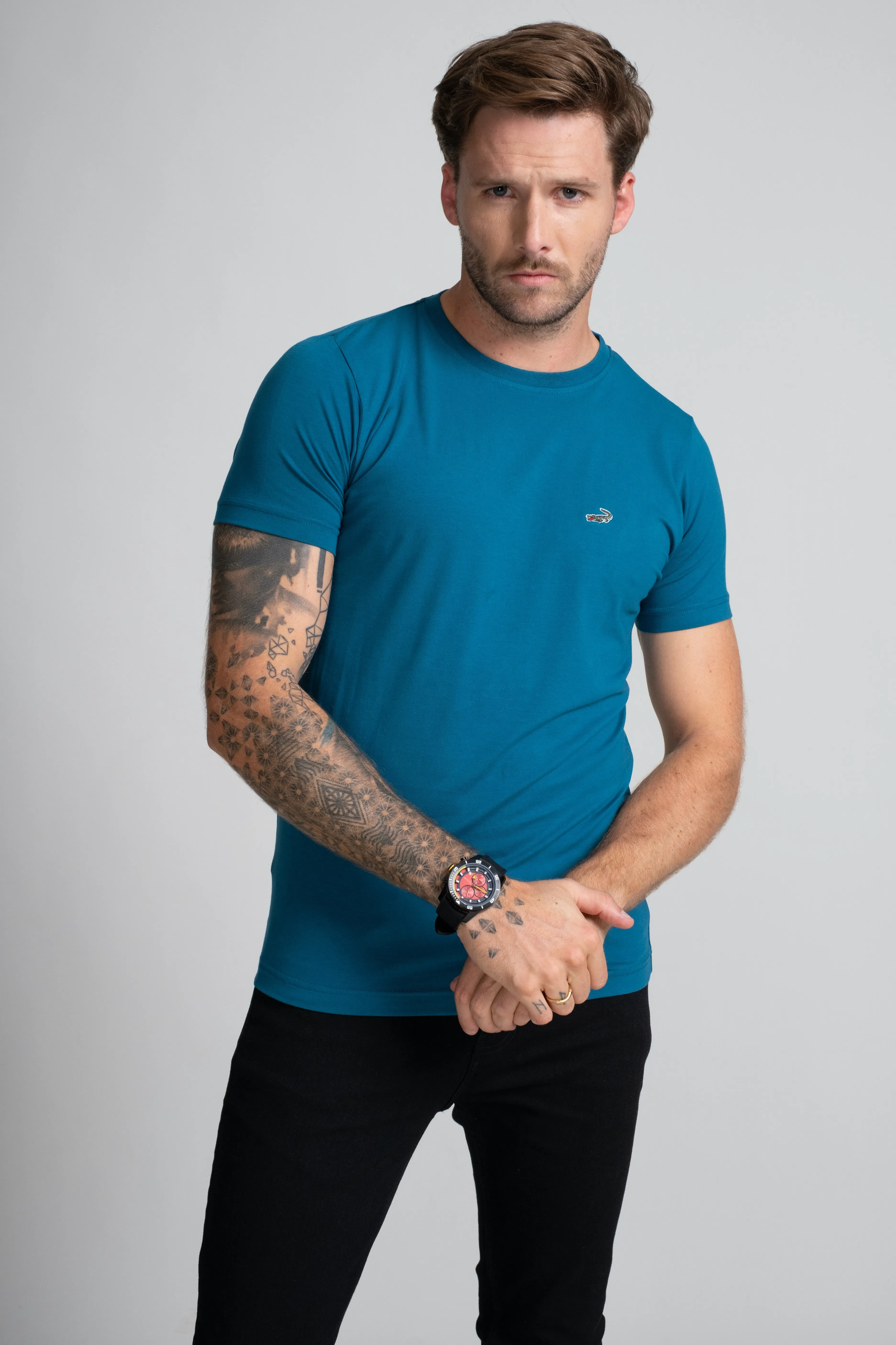 Action Fit Short sleeves-CasualCrew Neck - Blue Faience