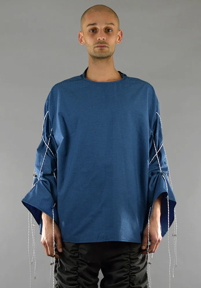 AFTER HOMEWORK UNISEX SIA LONG SLEEVE TOP W/CORD ON THE SLEEVES BLUE