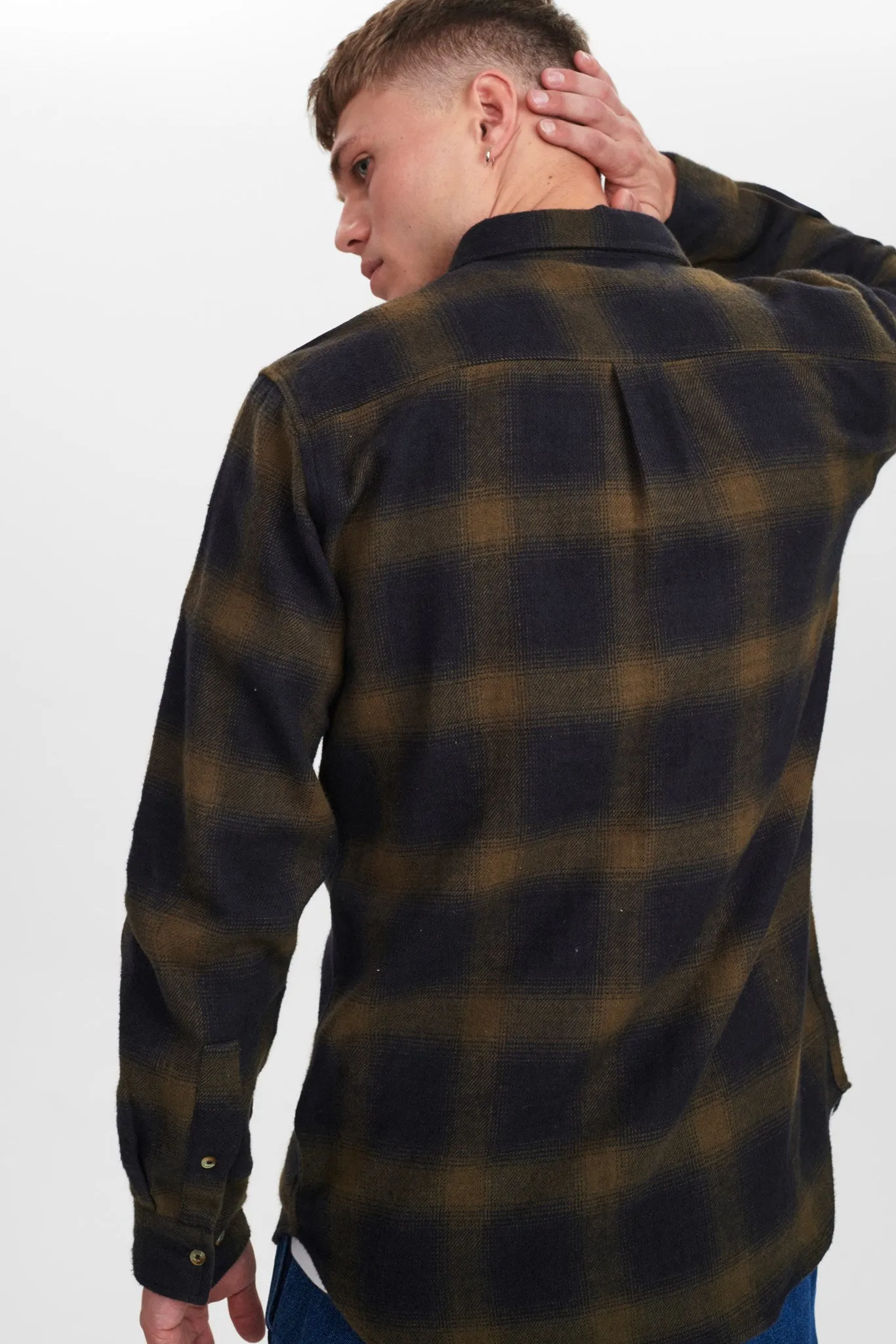 AKKONRAD BRUSHED CHECK SHIRT - Caviar