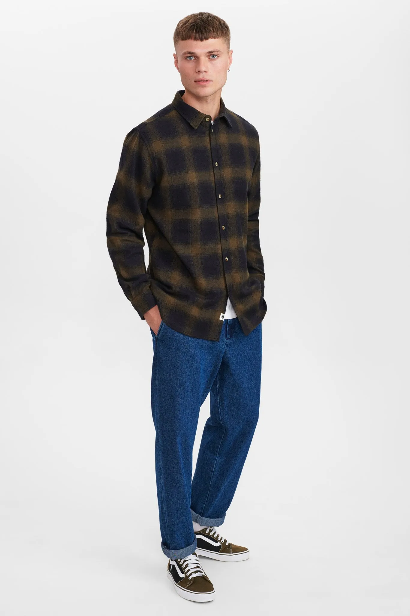 AKKONRAD BRUSHED CHECK SHIRT - Caviar