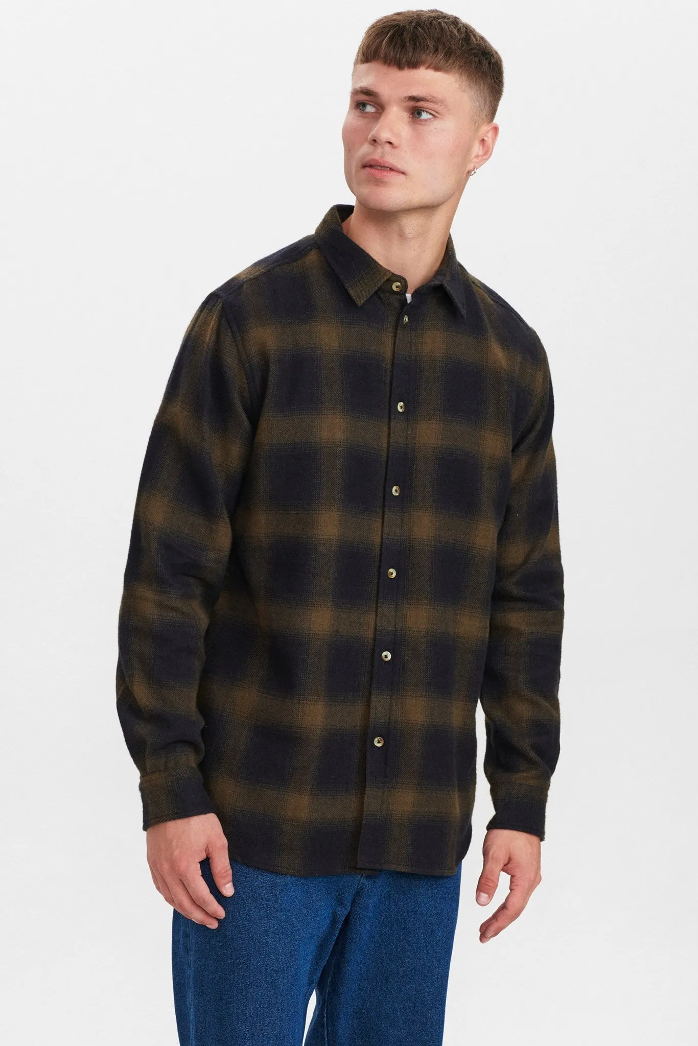 AKKONRAD BRUSHED CHECK SHIRT - Caviar