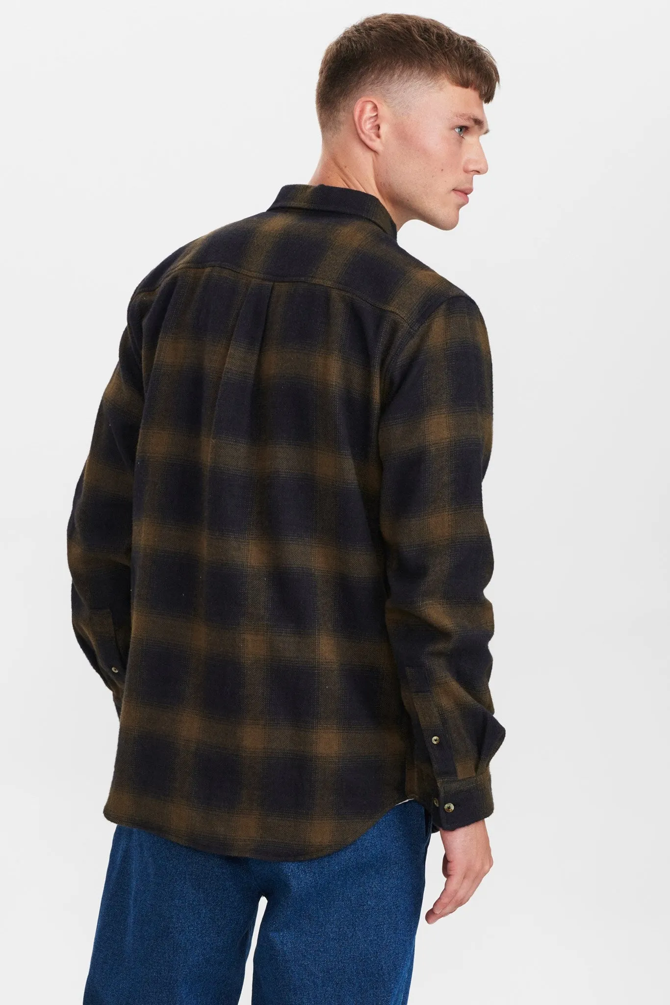 AKKONRAD BRUSHED CHECK SHIRT - Caviar