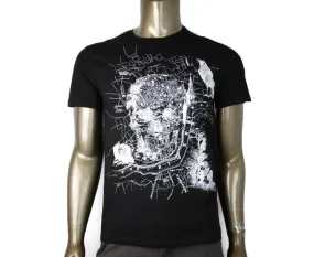 Alexander McQueen Men's Black Organic Skull Print T-Shirt