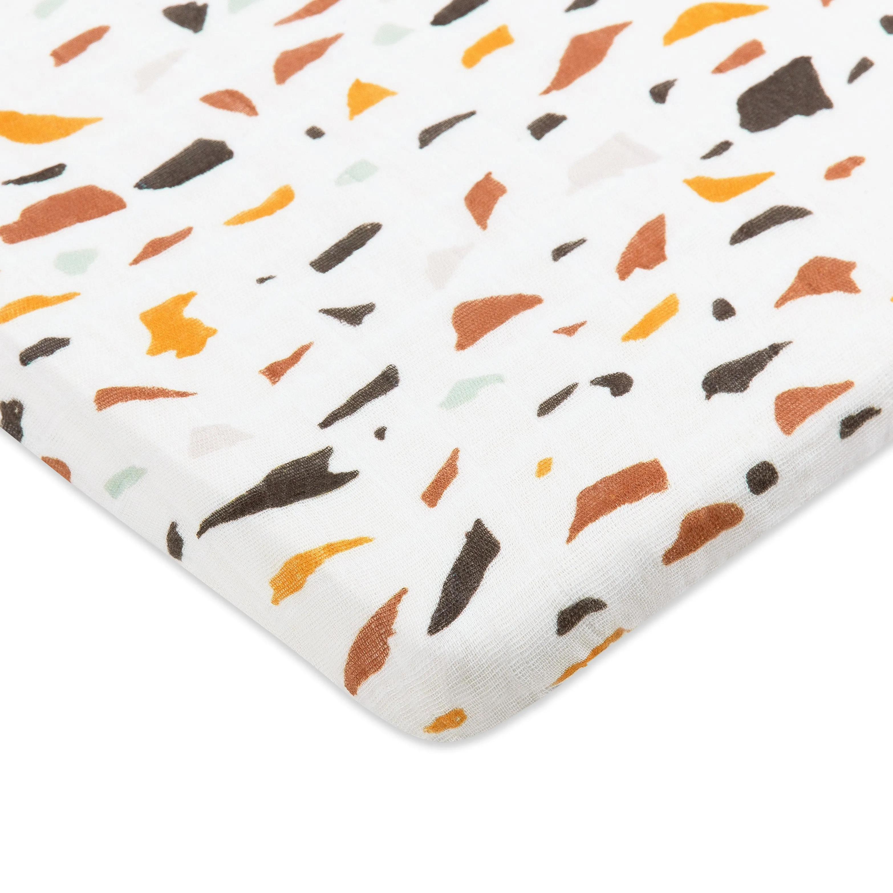 All-Stages Bassinet Sheet in GOTS-Certified Organic Muslin Cotton - Terrazzo