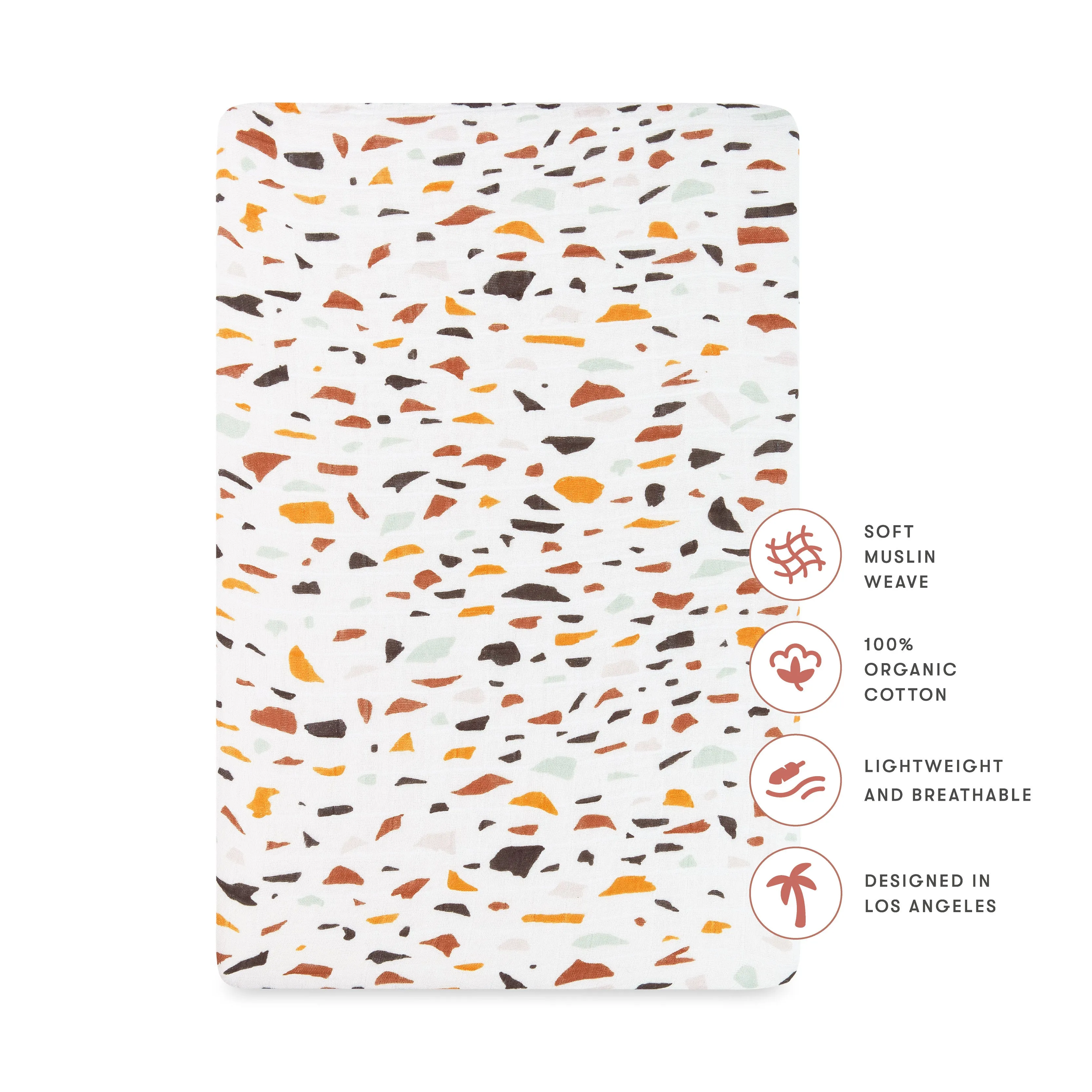 All-Stages Bassinet Sheet in GOTS-Certified Organic Muslin Cotton - Terrazzo