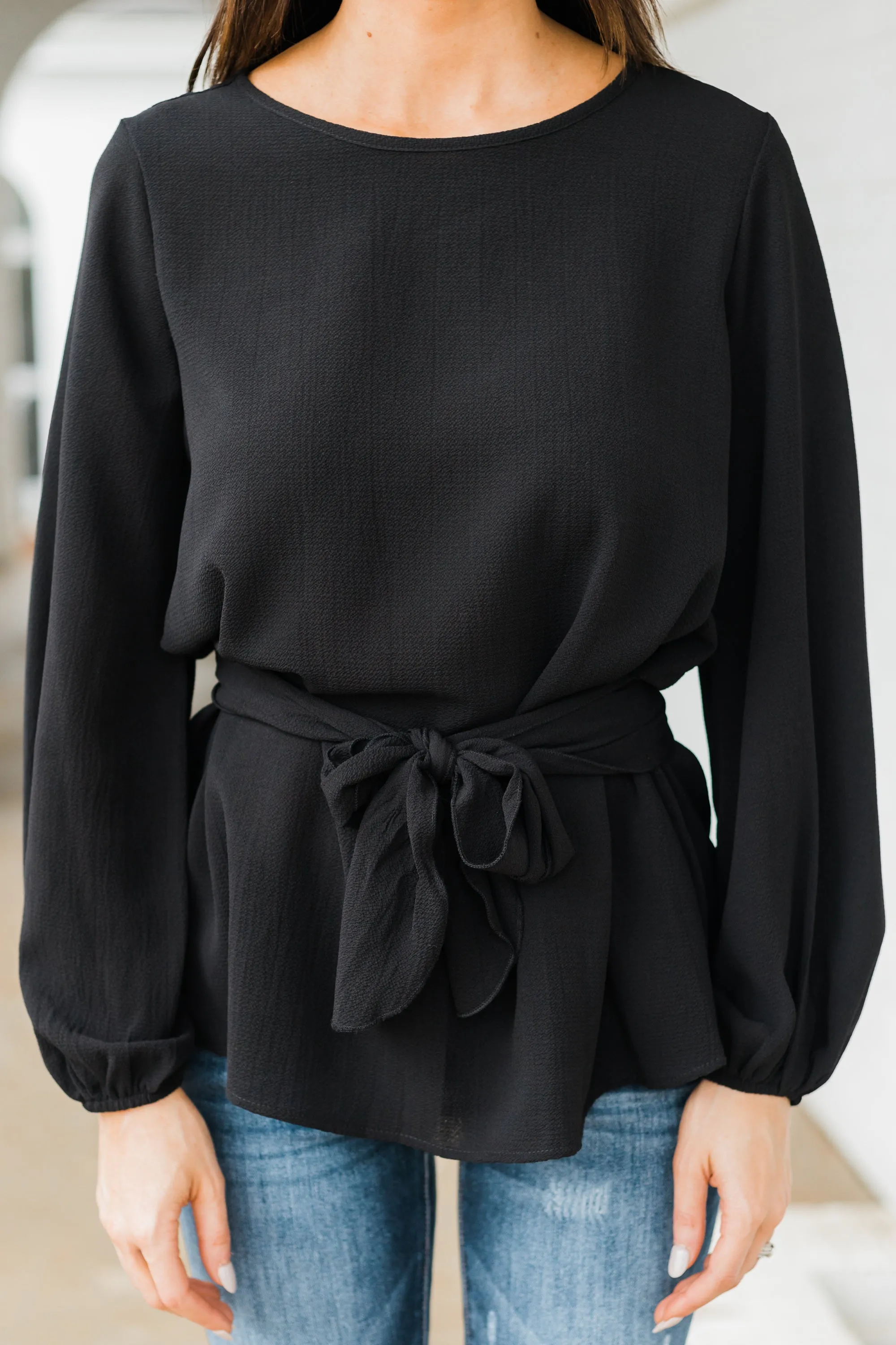 All That You Do Black Tied Waist Top