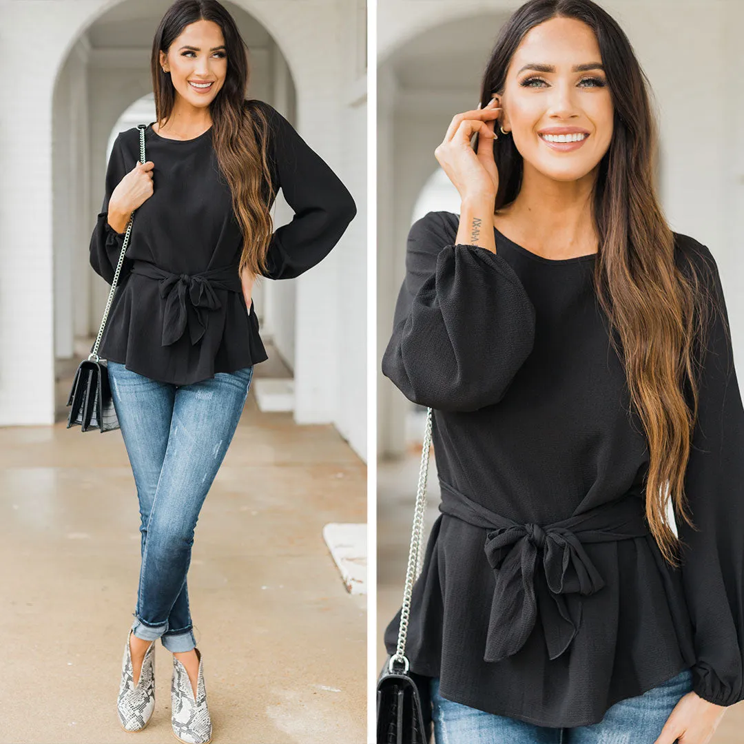 All That You Do Black Tied Waist Top