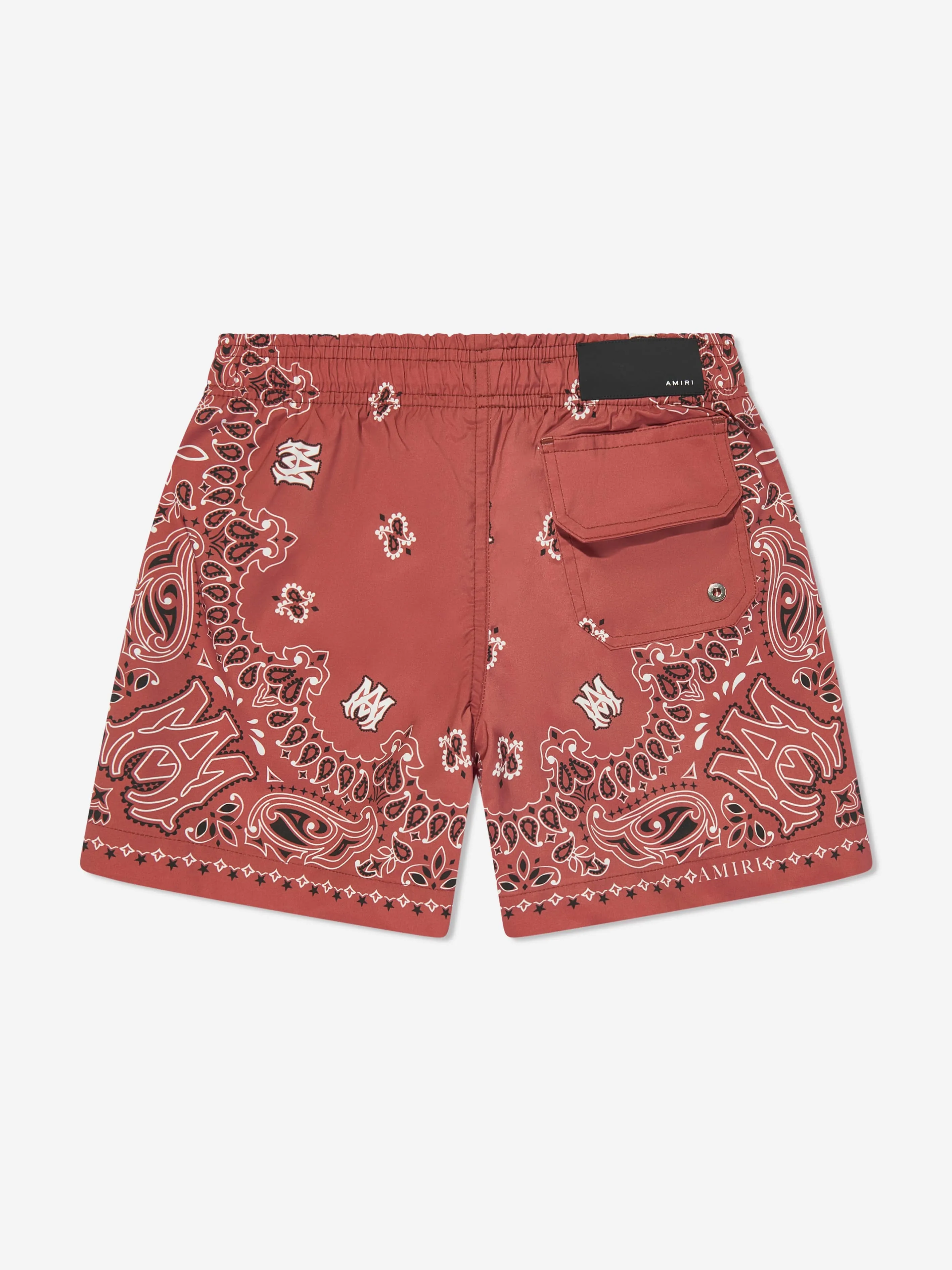 Amiri Boys Bandana Swim Trunks in Red