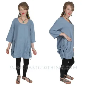 Animale Linen Lagenlook Tunic Top Ruched Boho Hippie Chic XL - XXL