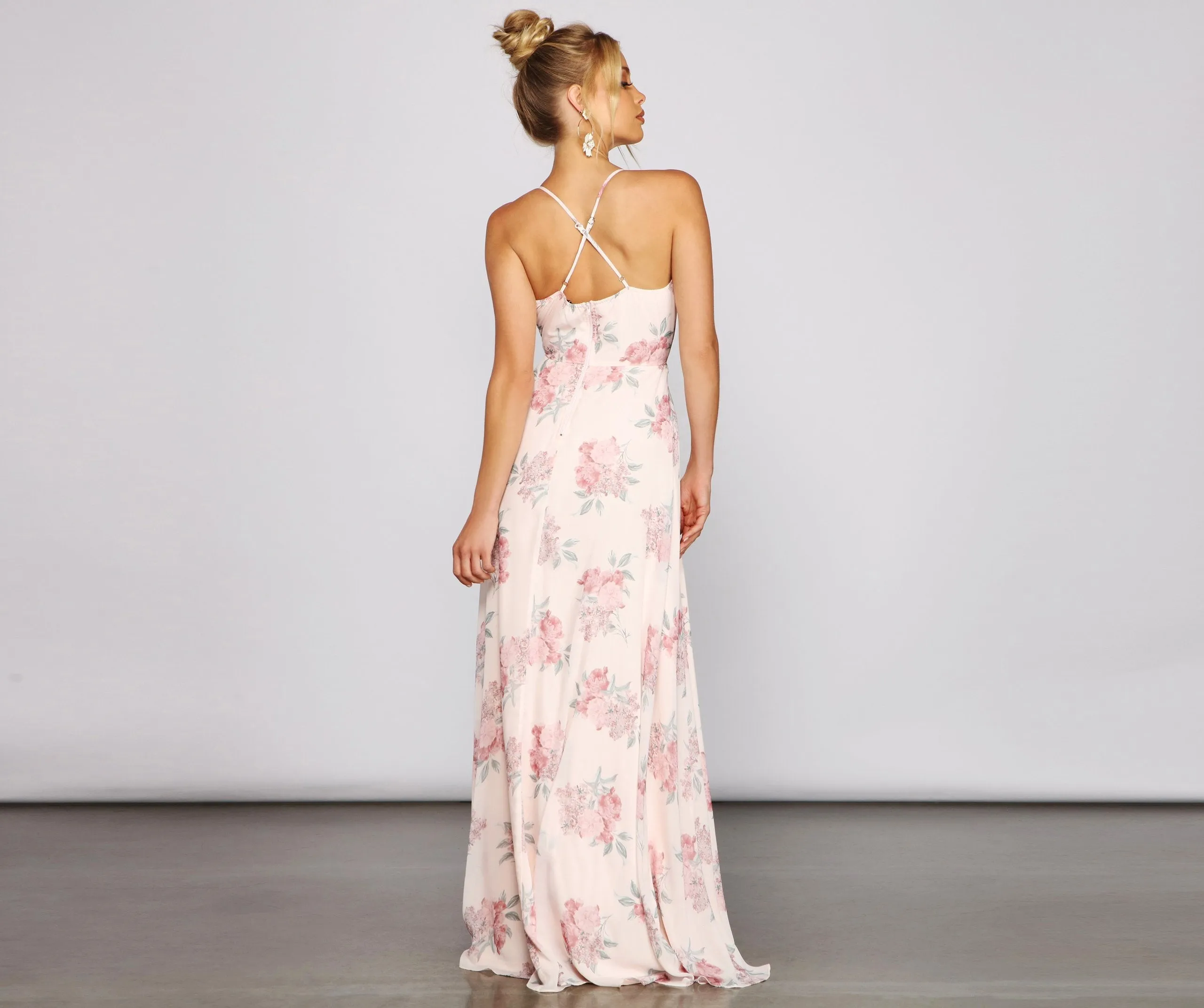 Anna Floral Stylish Chiffon A-Line Dress