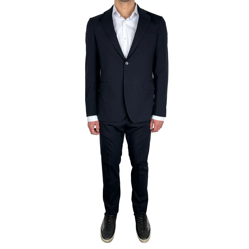 Aquascutum Elegant Navy Blue Two-Piece Men's Suit