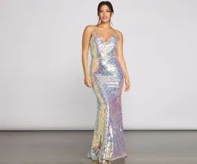 Ariel Formal Stylish Iridescent Sequin Dress