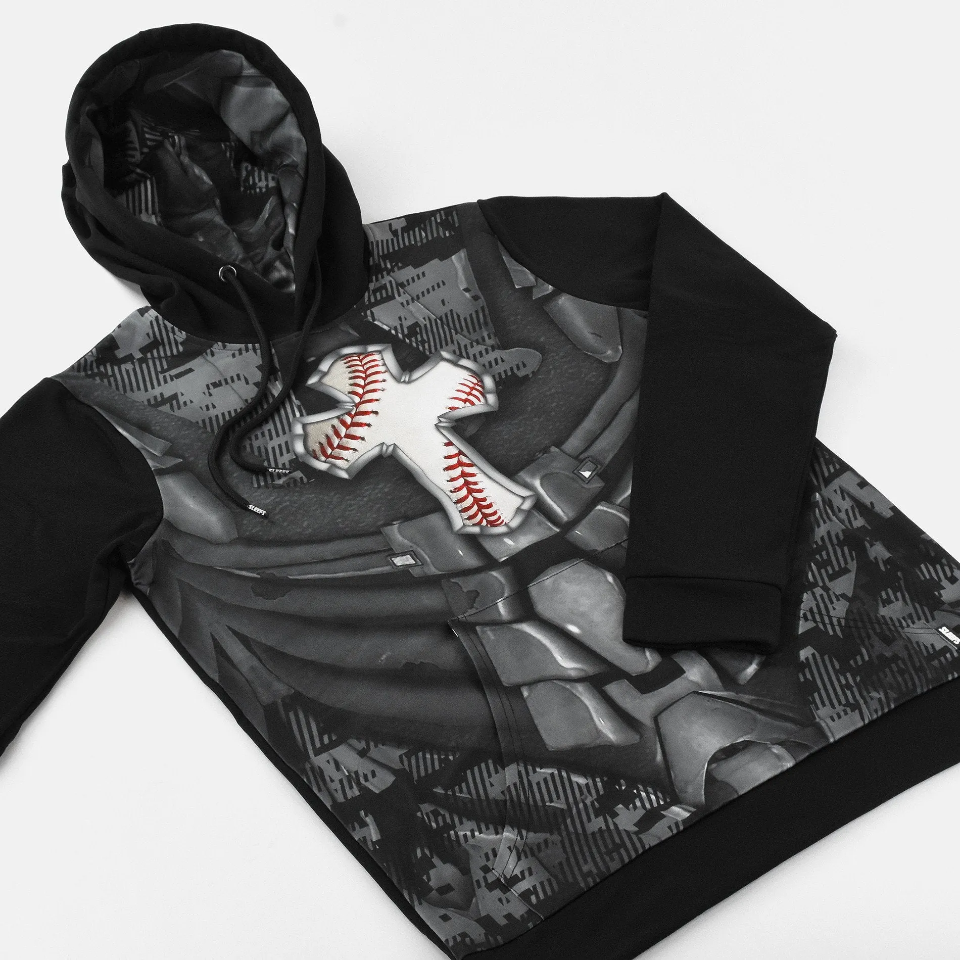 Baseball Cross fitted throw on hoodie