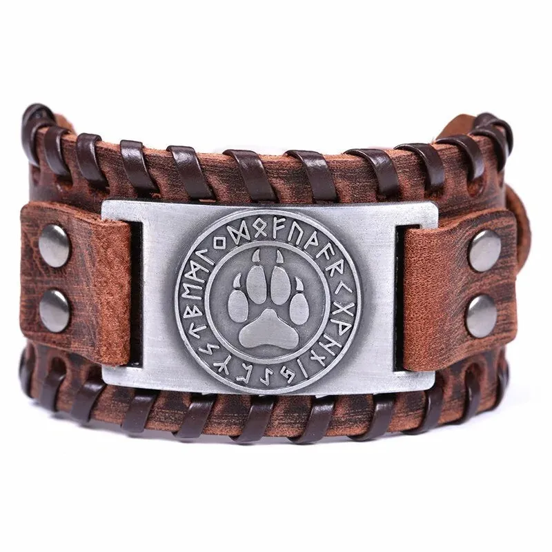 Bear Paw Handmade Braided Genuine Leather Strap