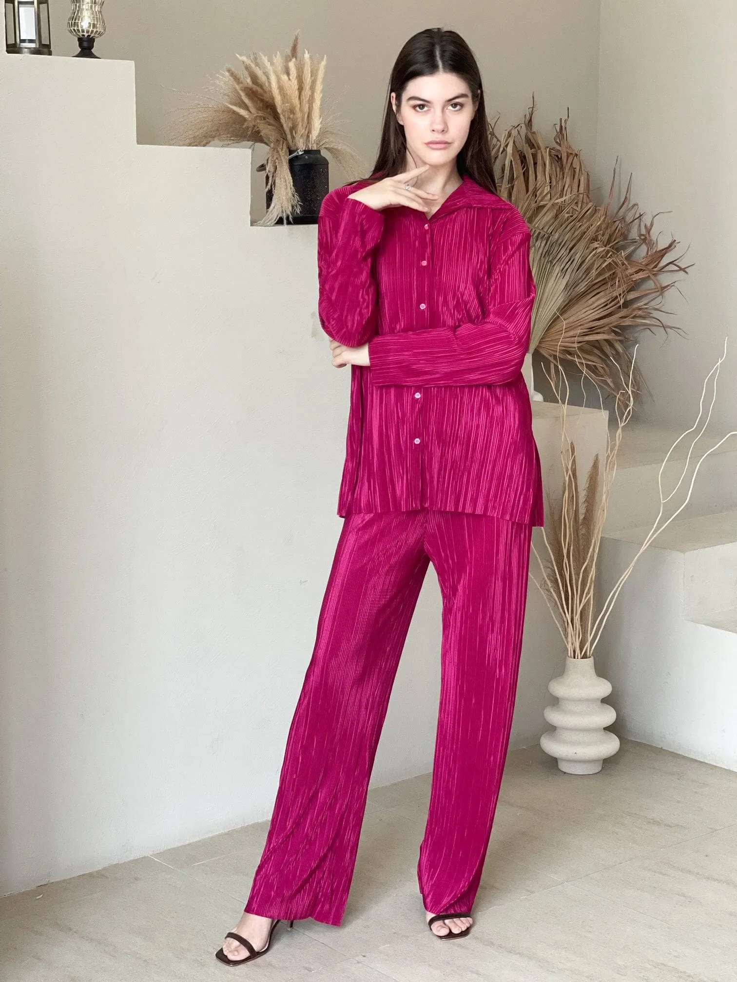 Beca Pleated Co Ord Set In Pink