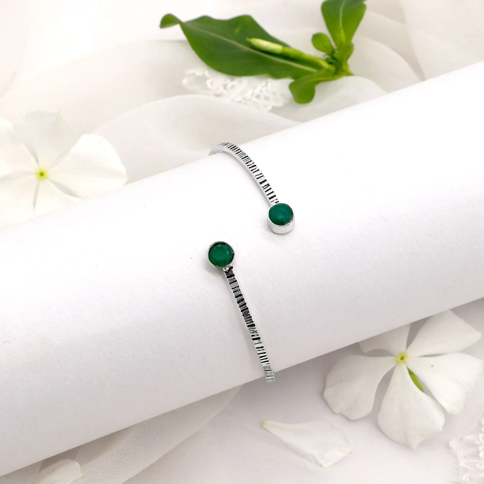 Bhamini Dark Green Silver Oxidized Bracelet