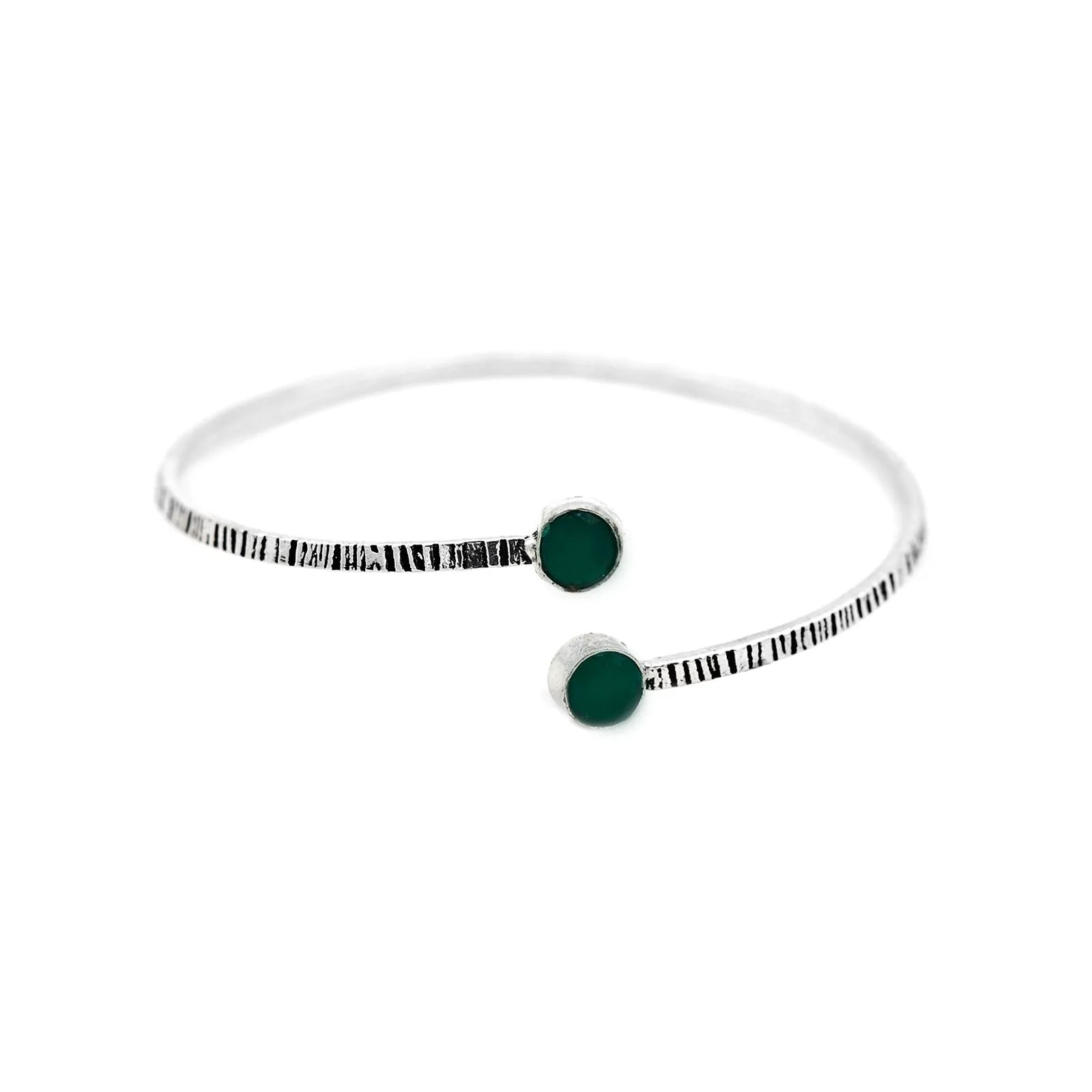 Bhamini Dark Green Silver Oxidized Bracelet