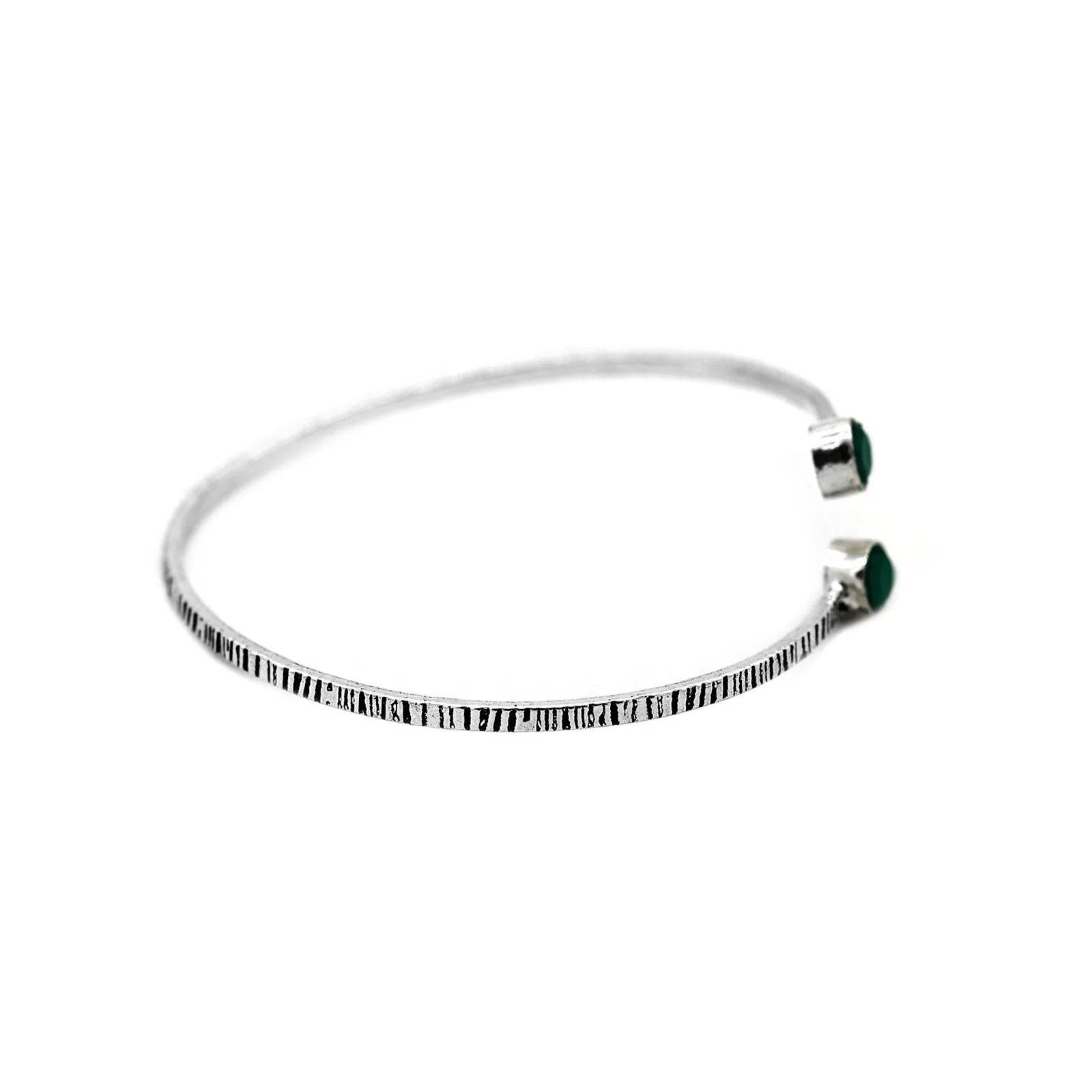 Bhamini Dark Green Silver Oxidized Bracelet