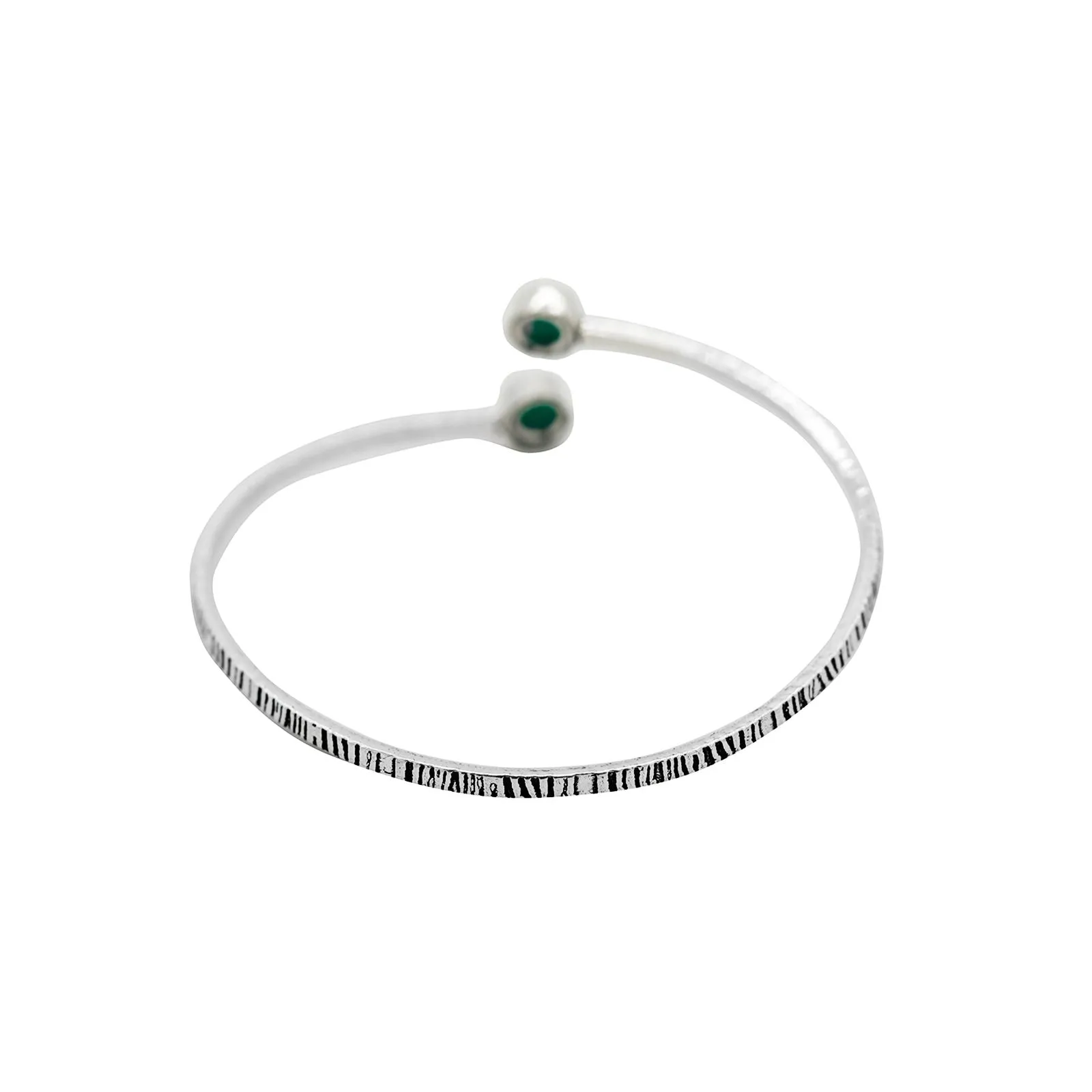 Bhamini Dark Green Silver Oxidized Bracelet