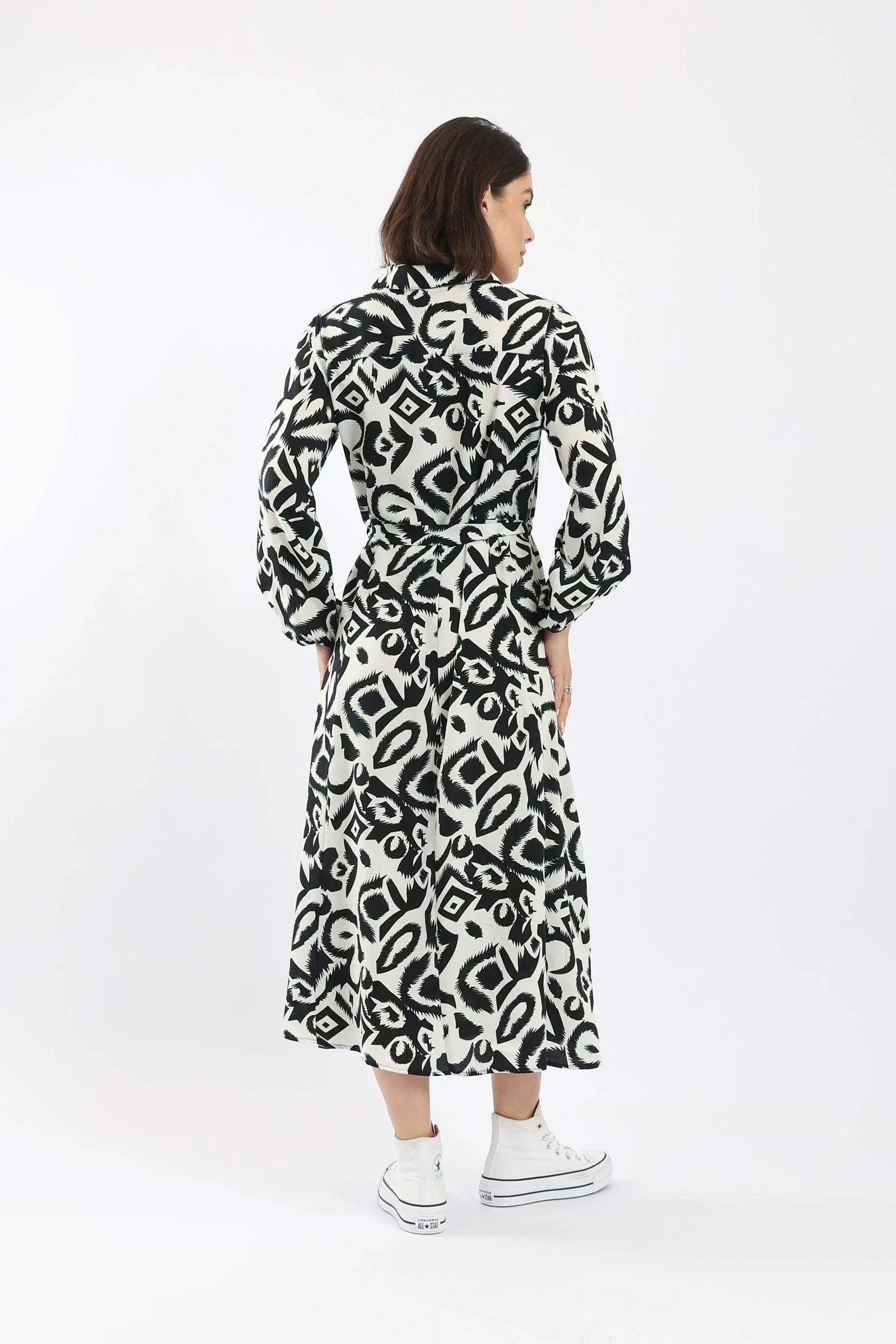 Black & White Long Sleeves Dress