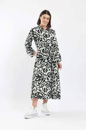 Black & White Long Sleeves Dress