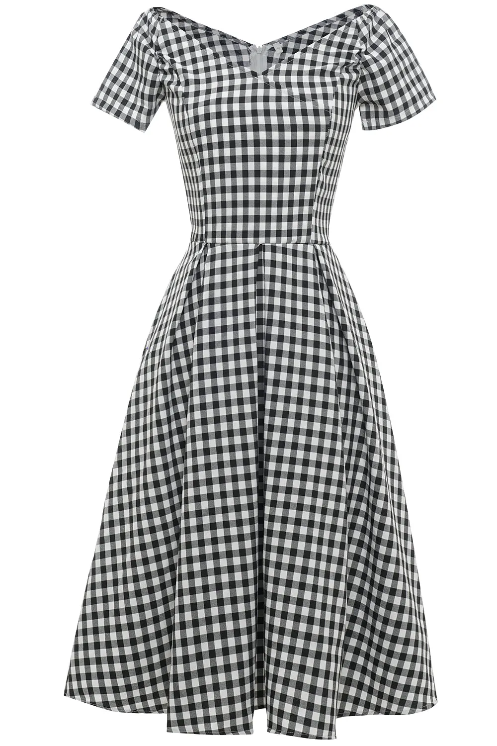 Black and White Plaid Vintage 1950s Dress