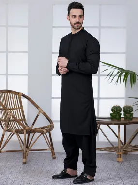 Black Blended Kameez Shalwar - AL-KS-2781