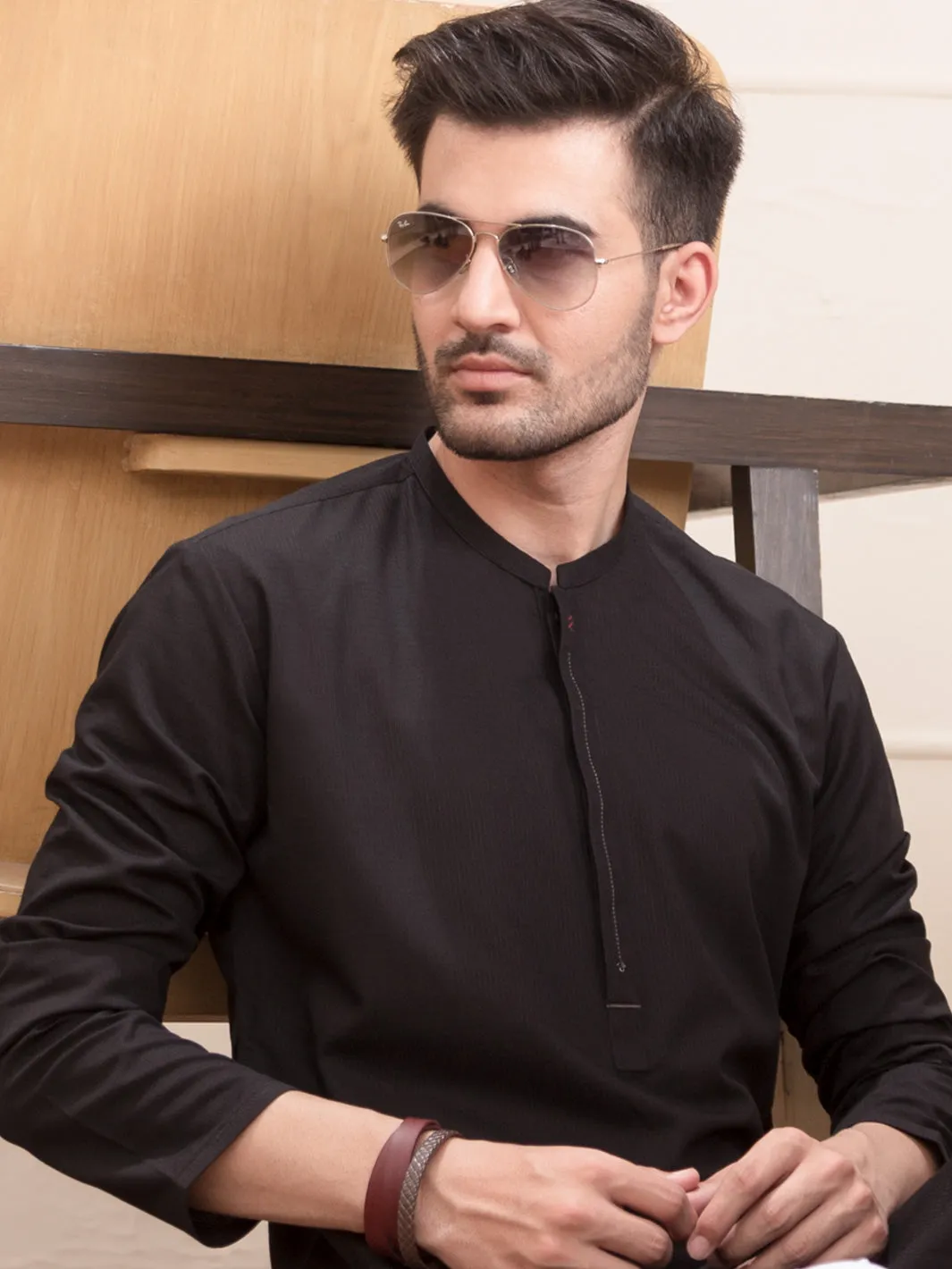 Black Blended Kurta - AL-K-937