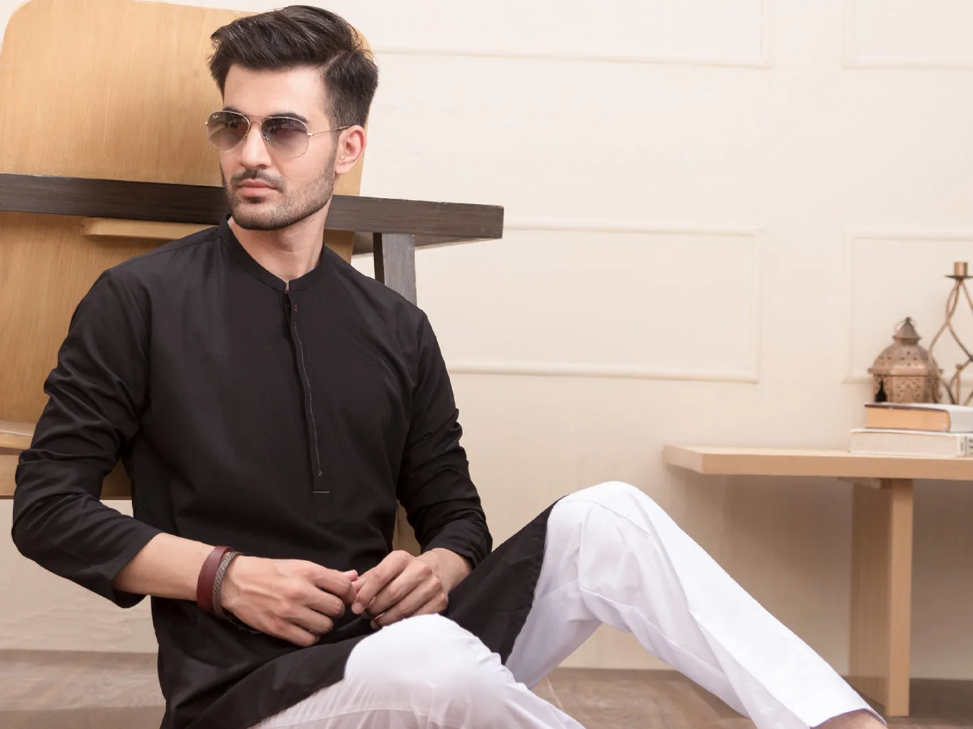 Black Blended Kurta - AL-K-937