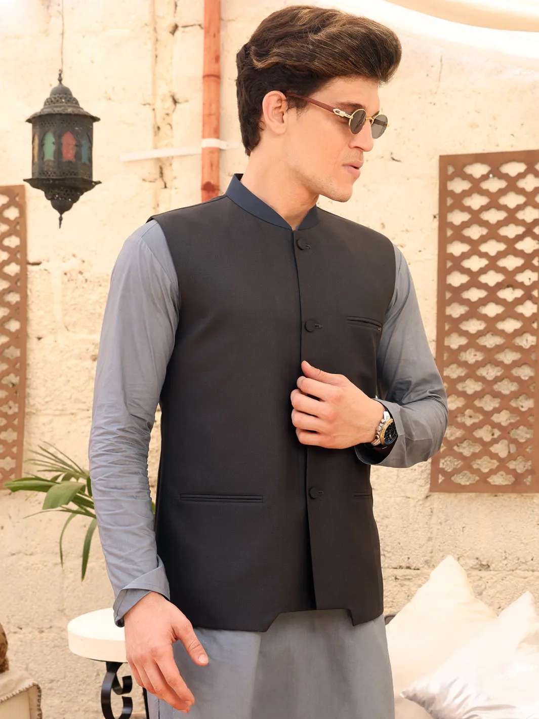 Black Blended Waistcoat - AL-WC-363