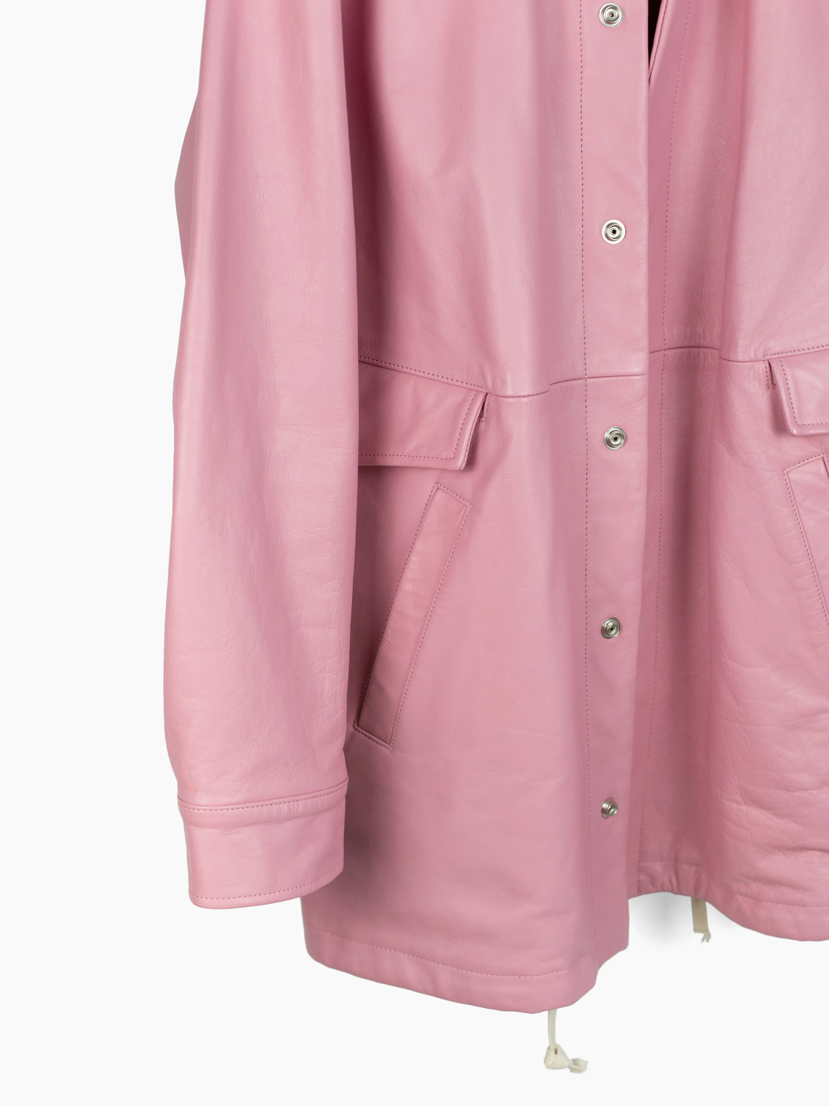 Blackmeans Pink Leather Layered Pocket Coat