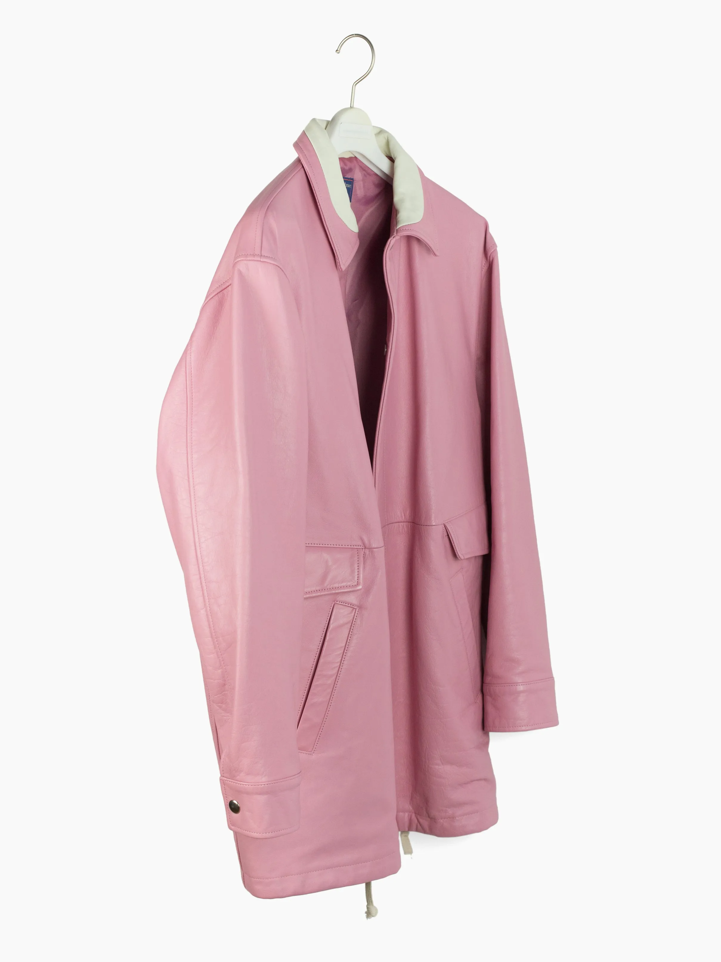 Blackmeans Pink Leather Layered Pocket Coat