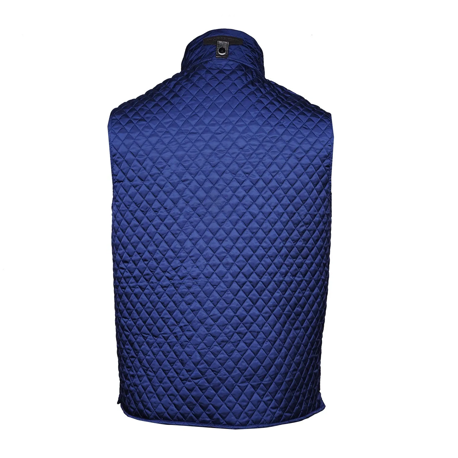 Blue Diamond Stitched Vest with Leather Trims