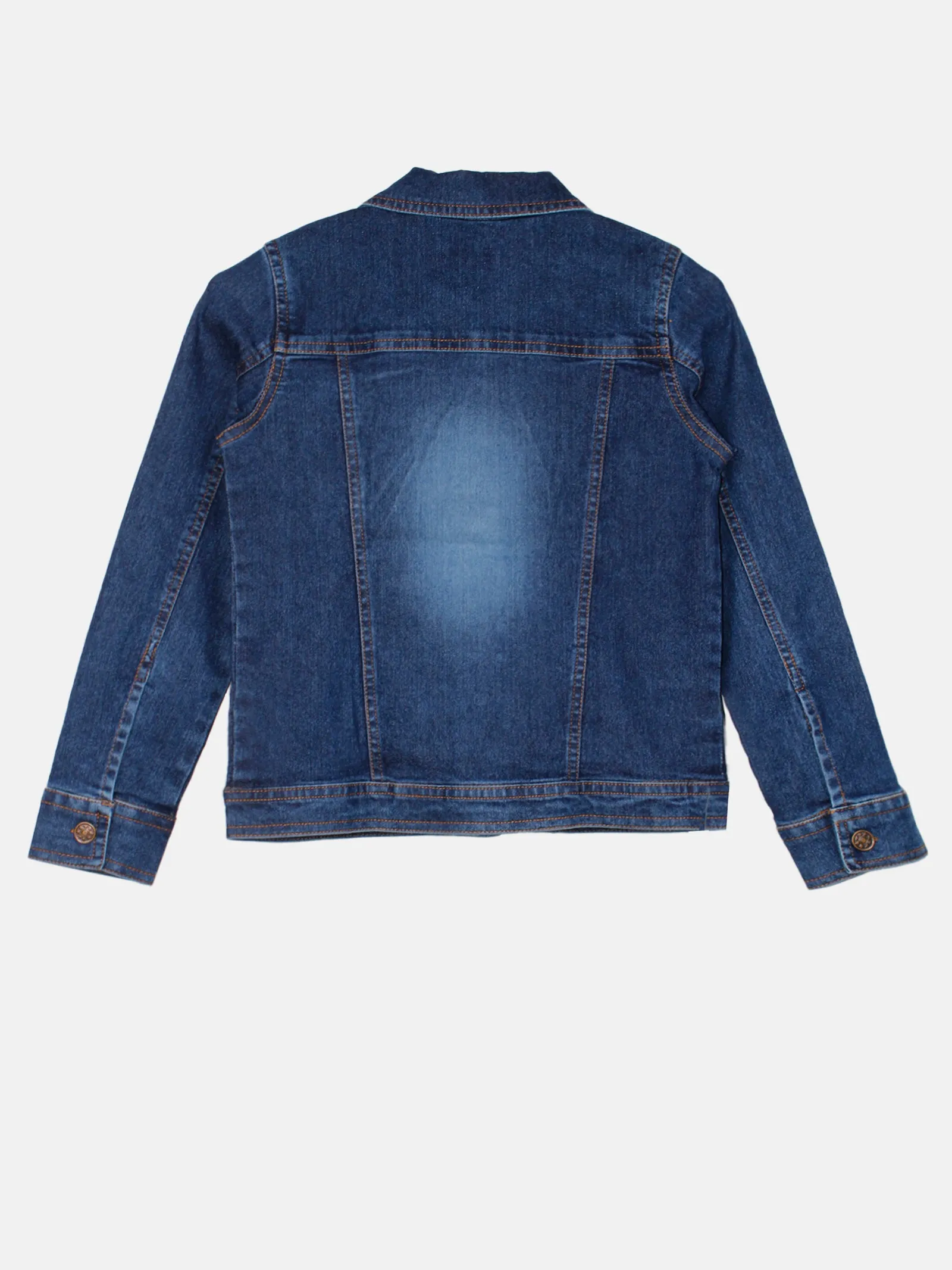 Boys Full Sleeves Solid Denim Jacket