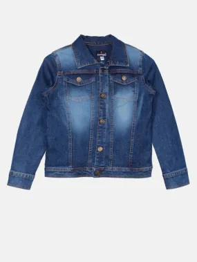 Boys Full Sleeves Solid Denim Jacket